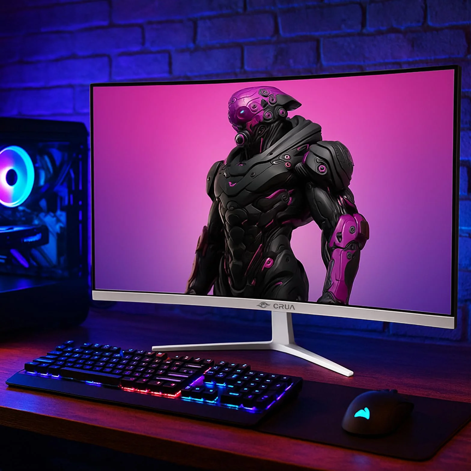 CRUA Zakrzywiony Monitor do Gier FHD 1080P 165Hz 200Hz 1800R VA 99% sRGB AMD FreeSync HDMI DP Montaż Ścienny Biały