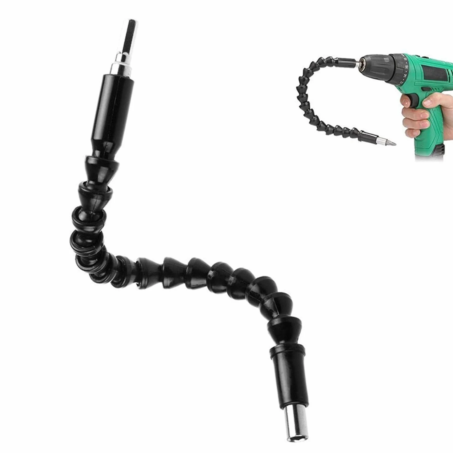 Flexible Bohrerverlängerung, 1/4-Zoll-Sechskantschaft 11,6-Zoll-Schraubendreher Flexible Sockelverlängerung mit magnetischer Schnellkupplung