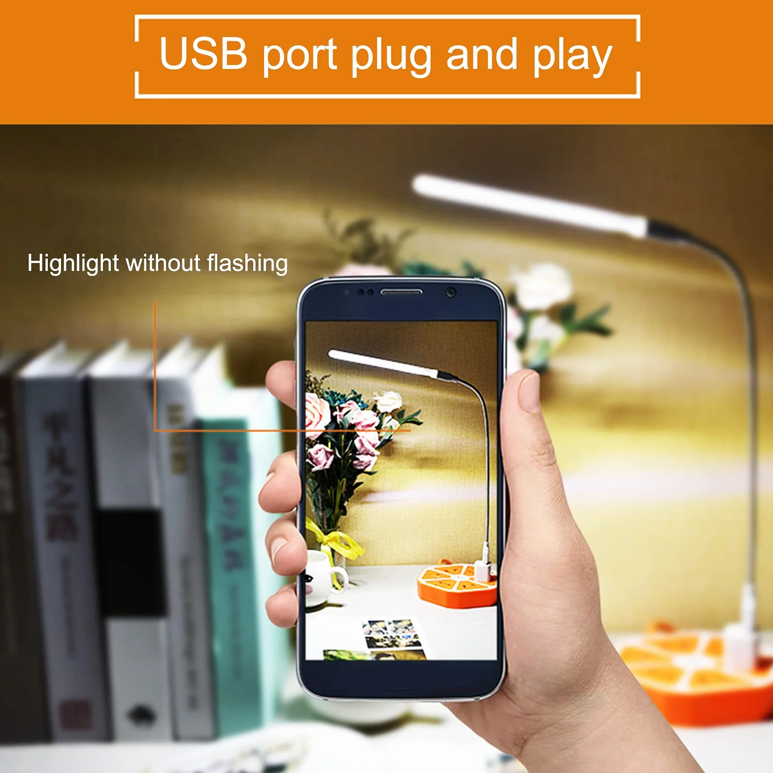 Clenp USB lampka LED mini do czytania, przenośna na biurko, nocna, kempingowa, do pokoju dziecięcego, ciepłe światło
