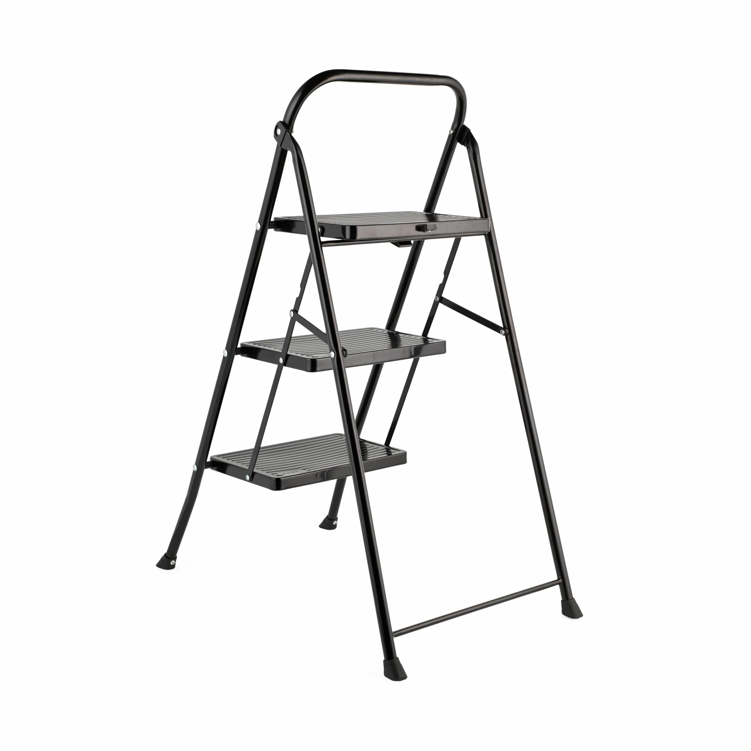 Kleeneze KL068514BLKFEU7 3-stopniowa drabinka Easy Reach, lekka i ergonomiczna, stalowa konstrukcja, zacisk bezpieczenstwa, antyposlizgowe nózki, skladana, do uzytku wewnatrz i na zewnatrz, czarna