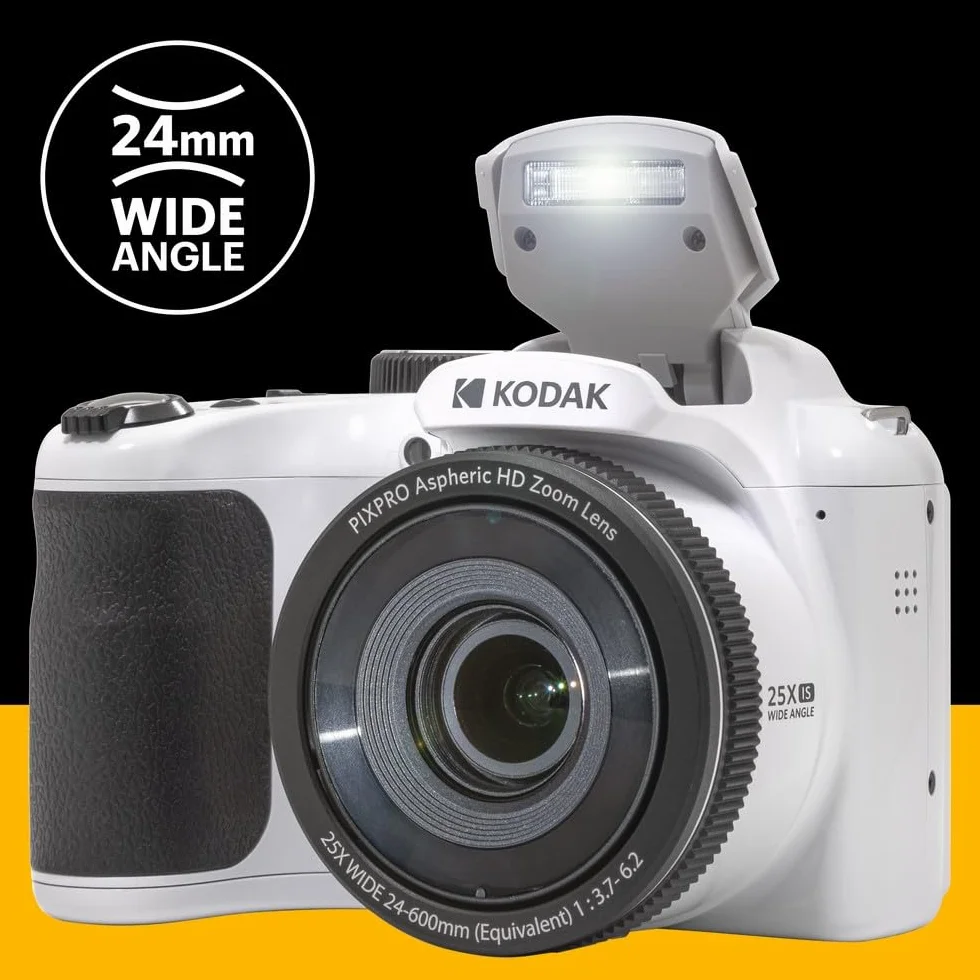KODAK PIXPRO Astro Zoom AZ255-WH Aparat cyfrowy 16 MP 25x zoom optyczny 24 mm szerokokątny 1080P Full HD 7.6 cm LCD biały