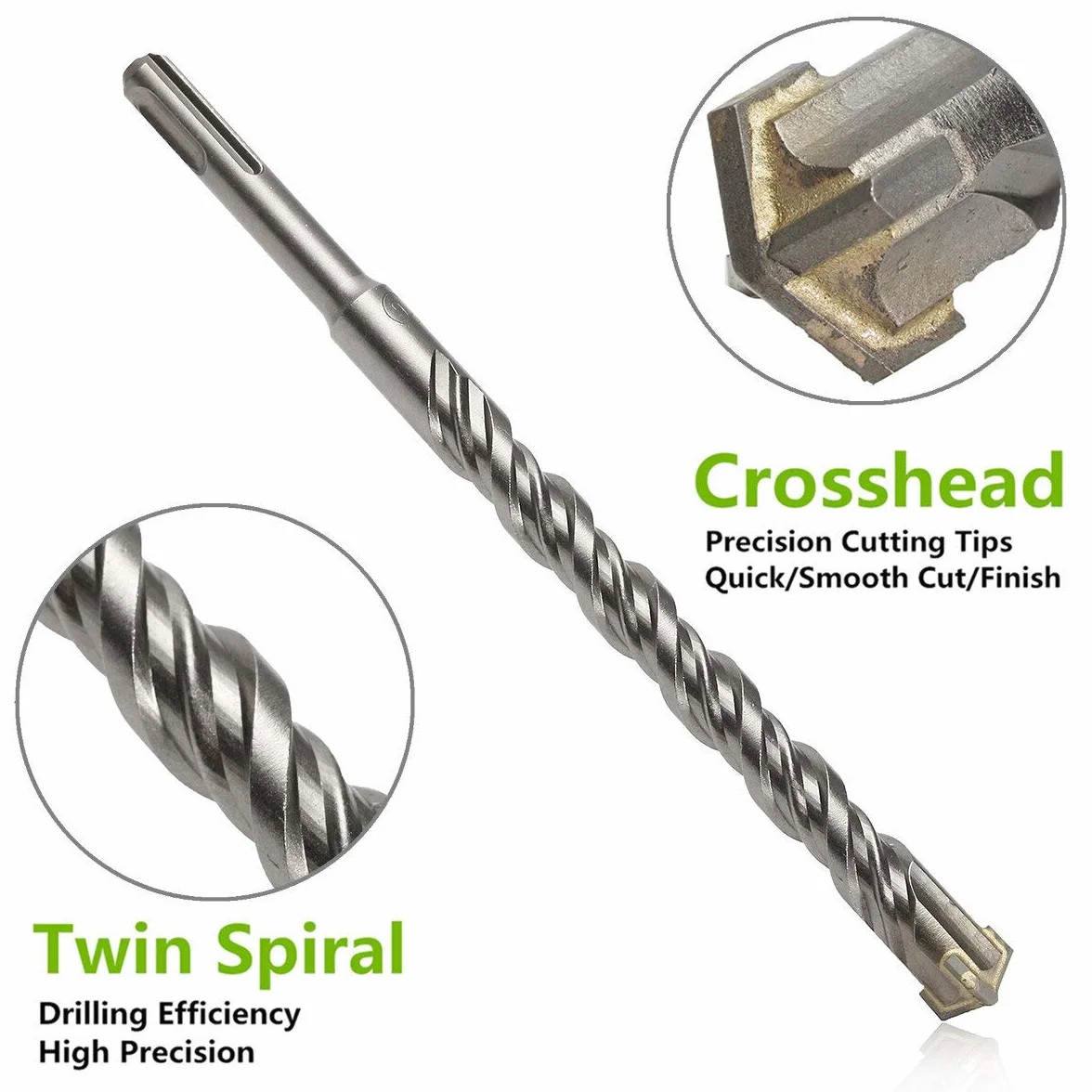 Zestaw wiertła obrotowego SDS Plus， 6 szt. Wiertła do muru SDS-Plus 210 mm Końcówka węglikowa 6-16 mm do betonu marmurowego