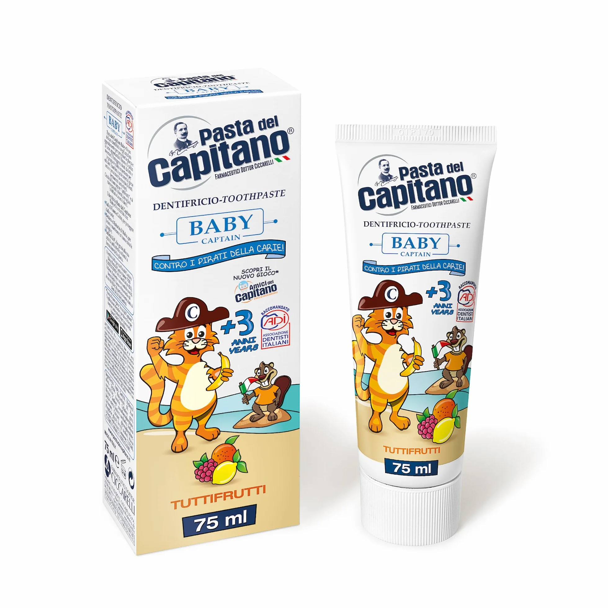 Pasta Del Capitano Baby/Junior + 3 Lata - Tuttifrutti, 75 Ml