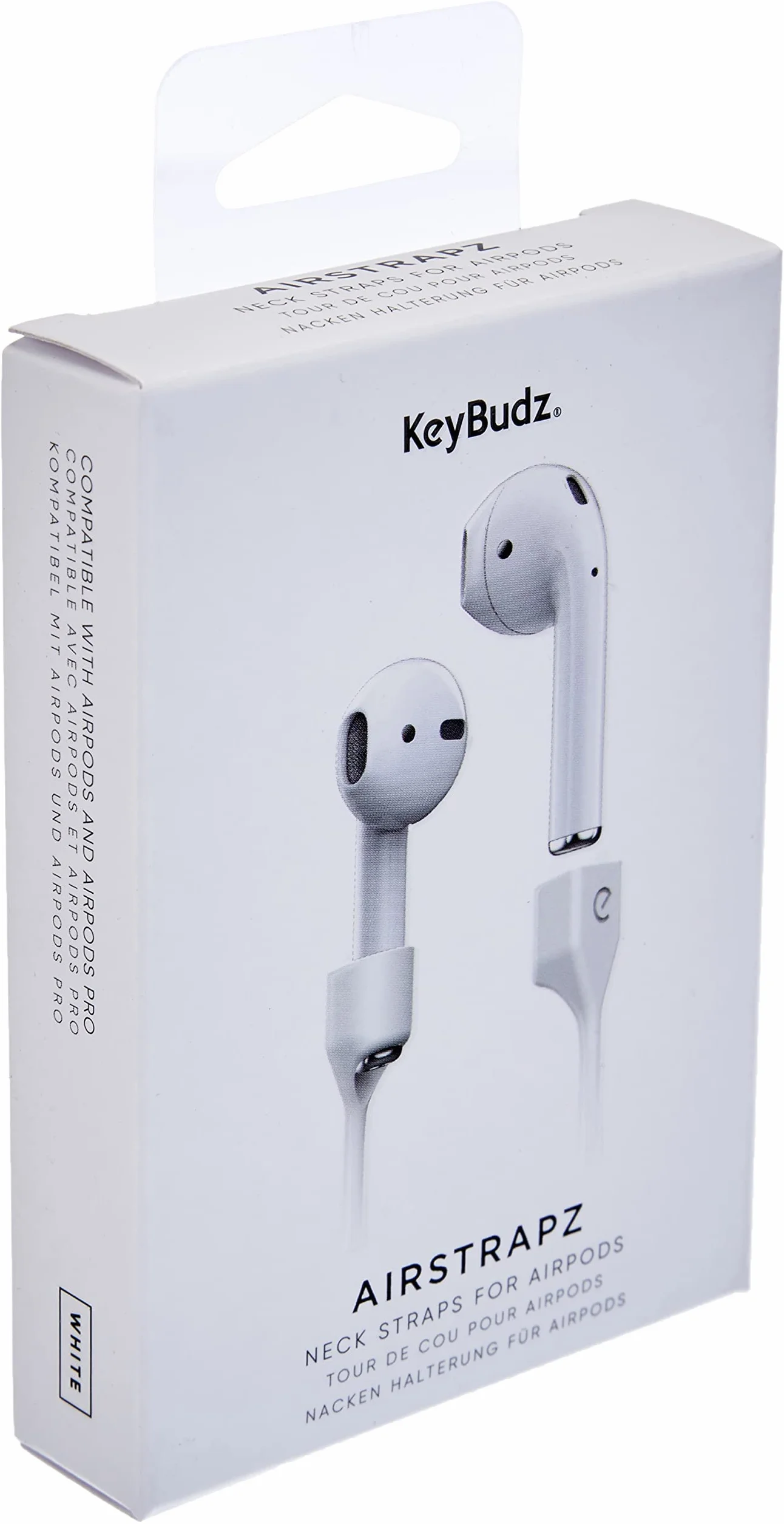 Keybudz AirStrapz uchwyt na pasek do Apple AirPods Pro i AirPods, biały