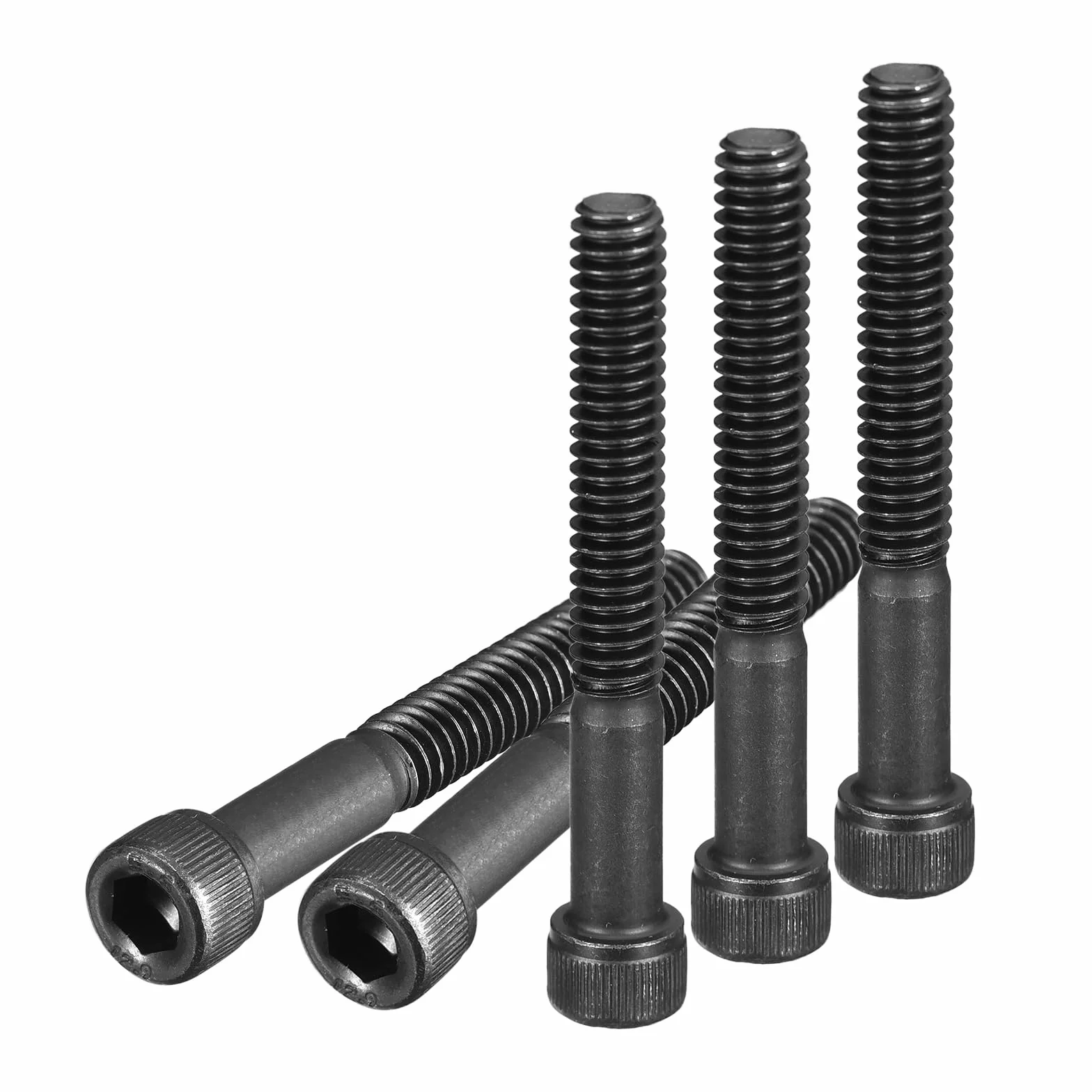 DTGN Śruby z łbem cylindrycznym 1/4-20 x 2 cali, 12 sztuk ze stali stopowej klasy 12.9, sześciokątna śruba nasadowa do maszyny, mocowanie sześciokątne, czarne wykończenie tlenku, gruby gwint UNC