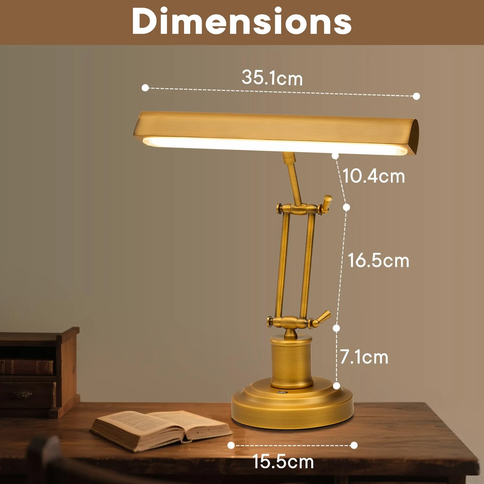 Lampa fortepianowa LED - regulowana lampa fortepianowa z regulowanymi ramionami, sterowaniem dotykowym i CRI≥95, złota lampa antyodblaskowa do pionowego fortepianu, dużego fortepianu i biura