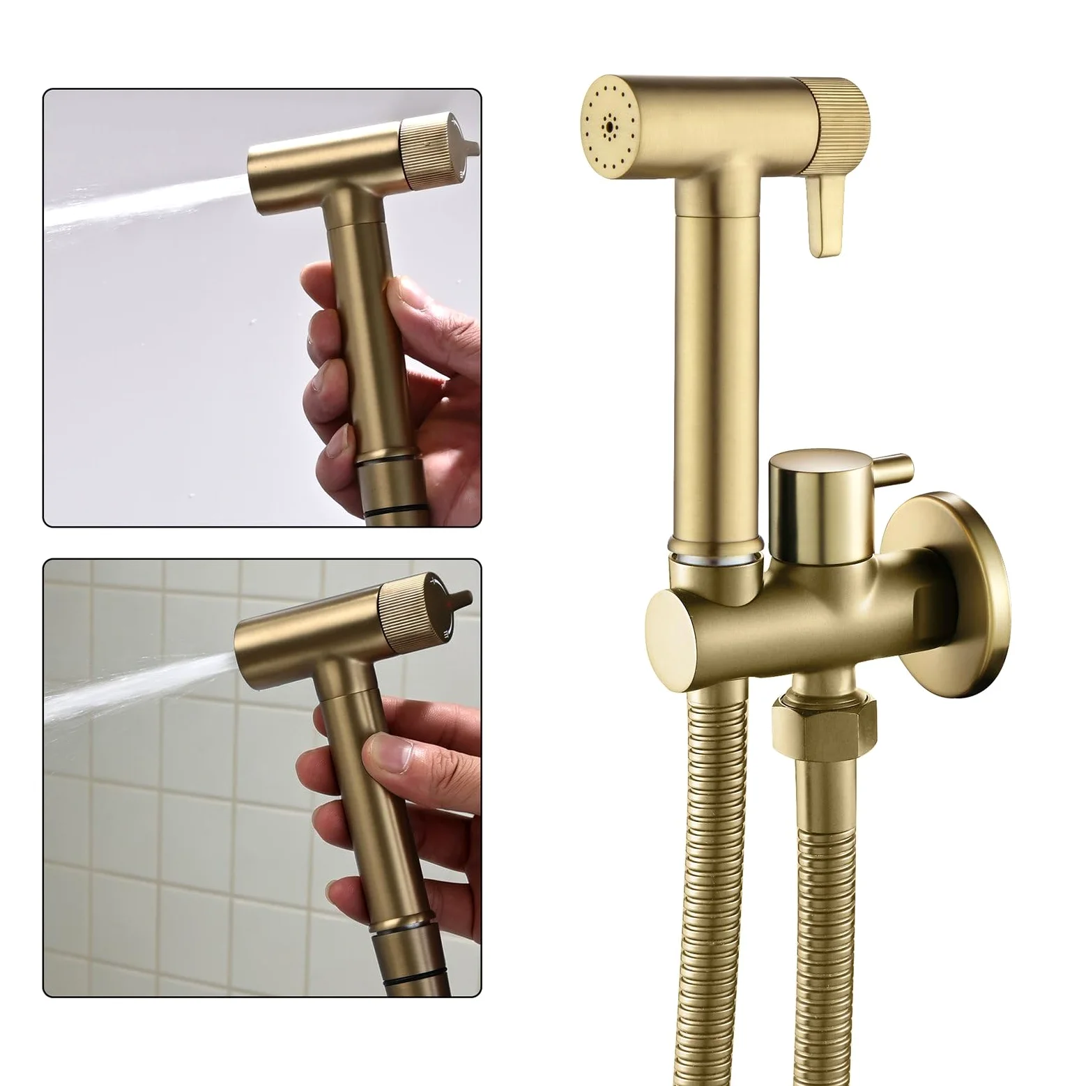 Bidet prysznicowy, kran bidet z regulowanym ciśnieniem wody, przenośny kran do toalety zestaw prysznicowy z zaworem i wężem prysznicowym 1,2 m, prysznic bidet do toalety pełna toaleta