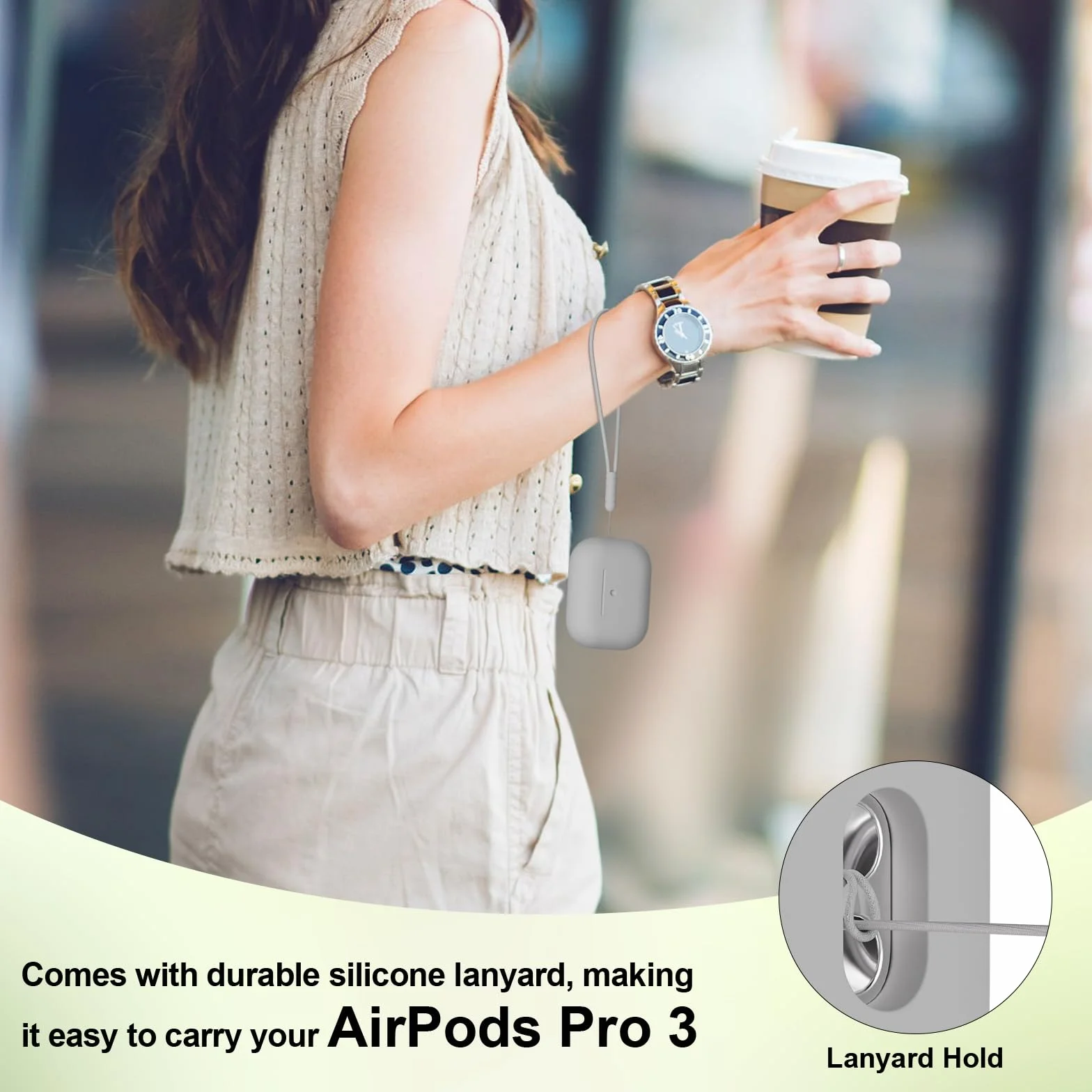 Etui kompatybilne z AirPods Pro 3, odporne na wstrząsy, odporne na upadki, odporne na zarysowania, silikonowe etui do AirPods Pro 3. generacji, z zestawem do czyszczenia i smyczą, szare