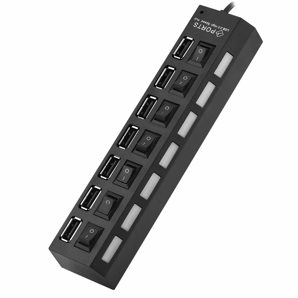 7-portowy hub USB 2.0 480 Mb/s koncentrator danych z przełącznikiem