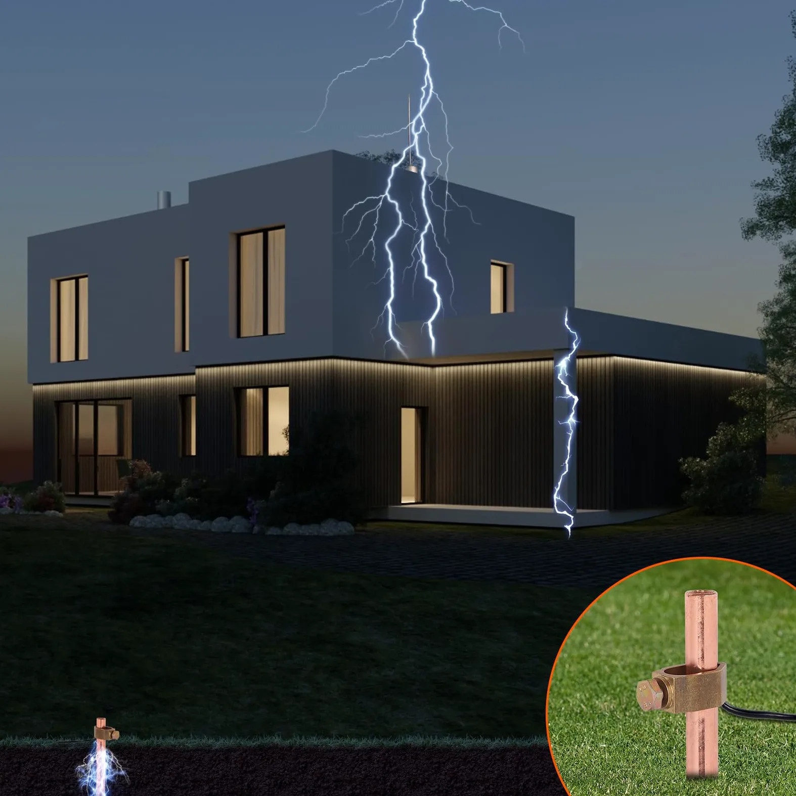 EFUTURETIME 5 x pręt uziemienia 1 m, stal węglowa ze stali węglowej 0,2 mm, elektrolityczna miedziana z zaciskiem i śrubą ochronną