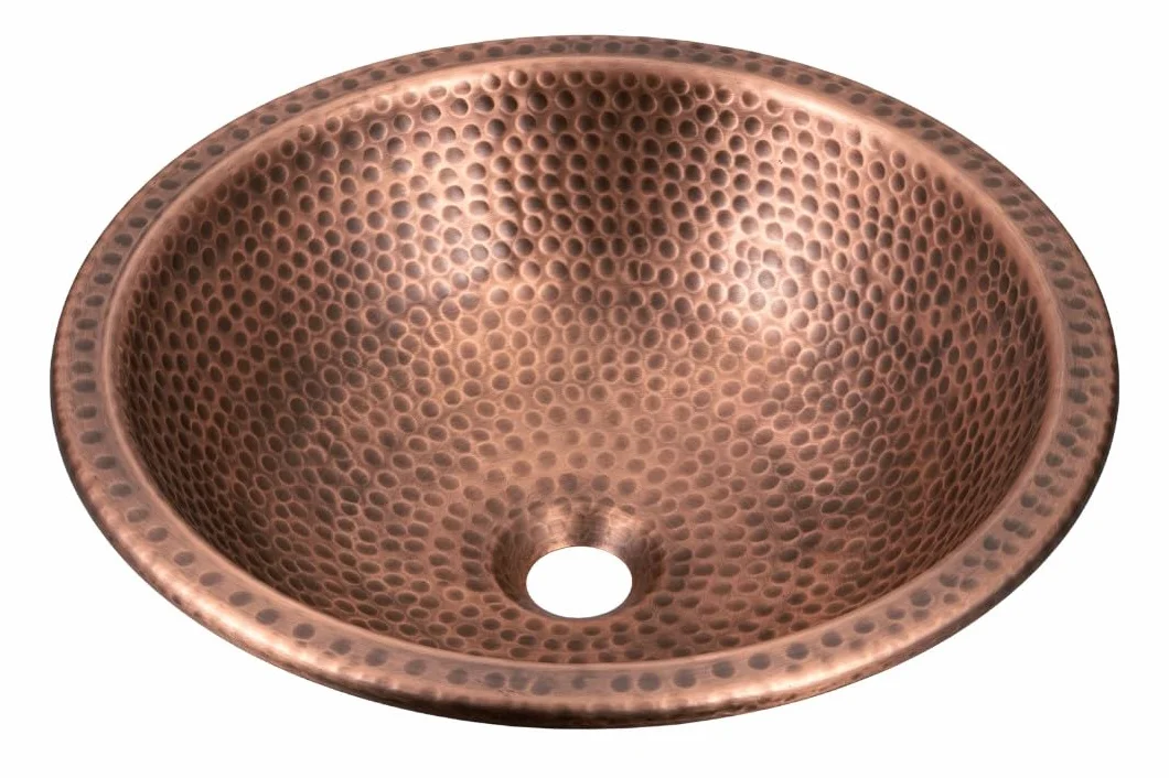 Monarch Abode 17094 czysta miedź ręcznie młotkowany Rotunda podwójny montaż zlew (40 cm)