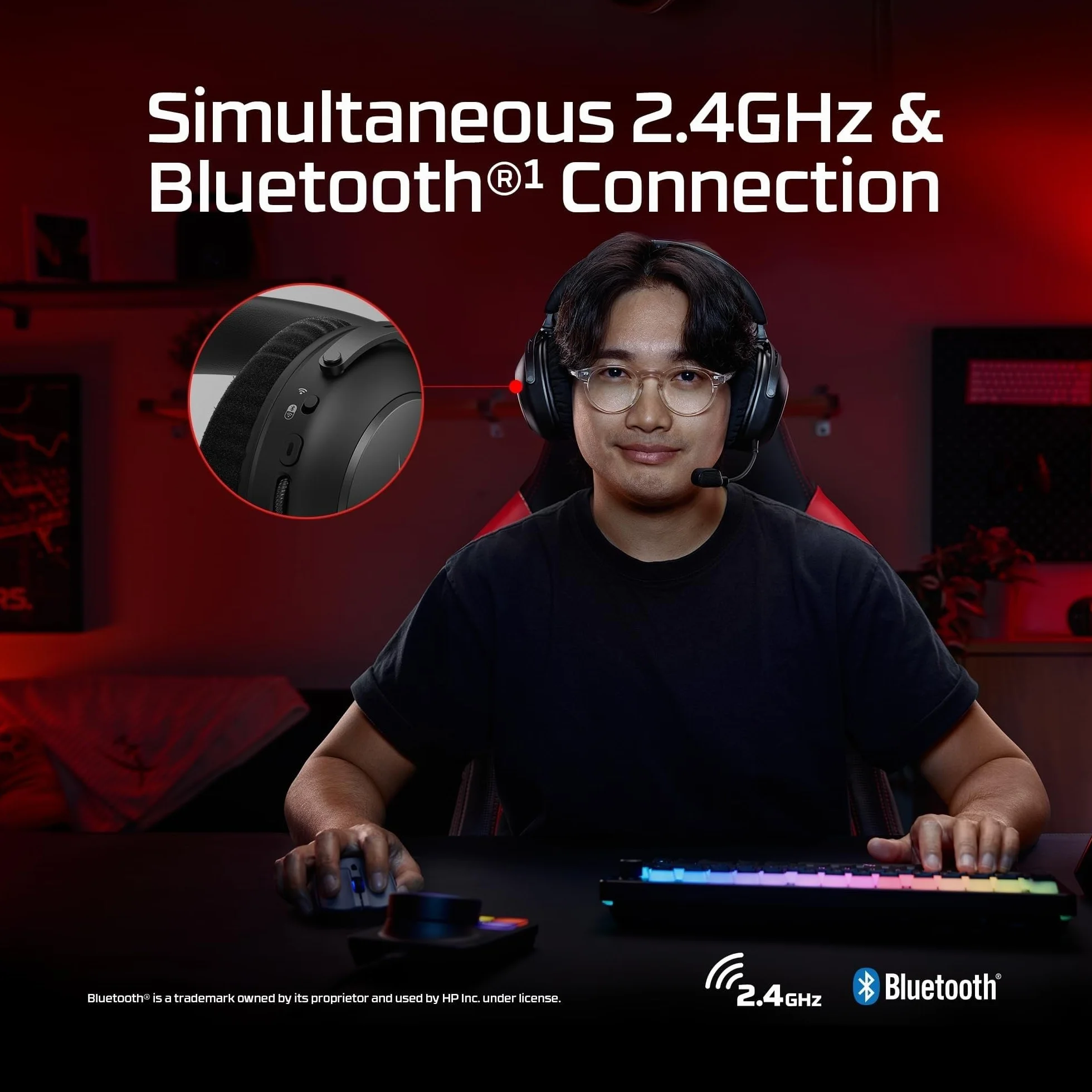 HyperX Cloud Alpha 2 bezprzewodowy zestaw słuchawkowy do gier 53 mm 250h baterii 2,4 GHz Bluetooth