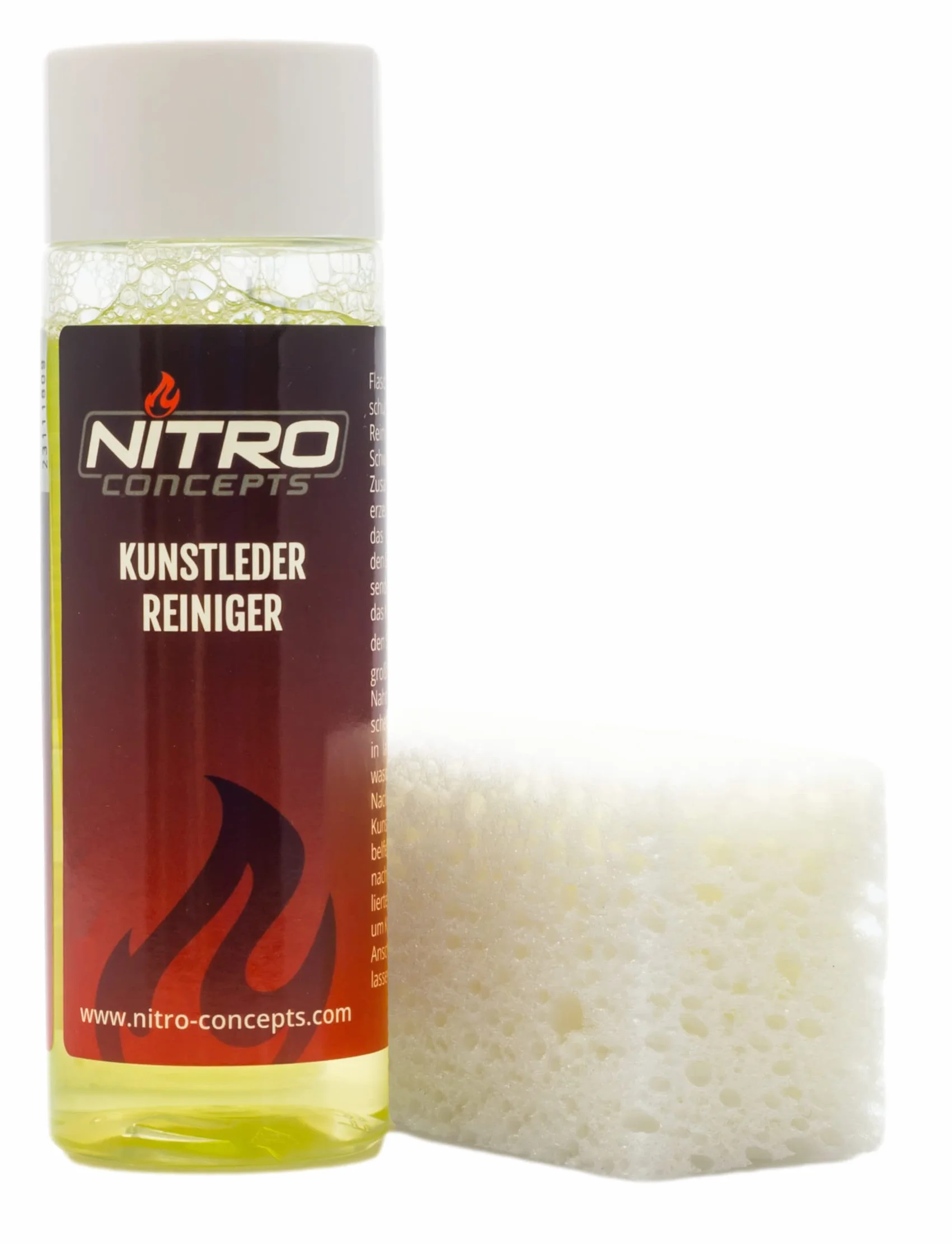 NITRO CONCEPTS - Środek do Czyszczenia Skóry PU 100ml do Foteli Gamingowych ze Skóry PU, Produkt Do Pielęgnacji Skóry, Ochrona Skóry z Gąbką w Zestawie