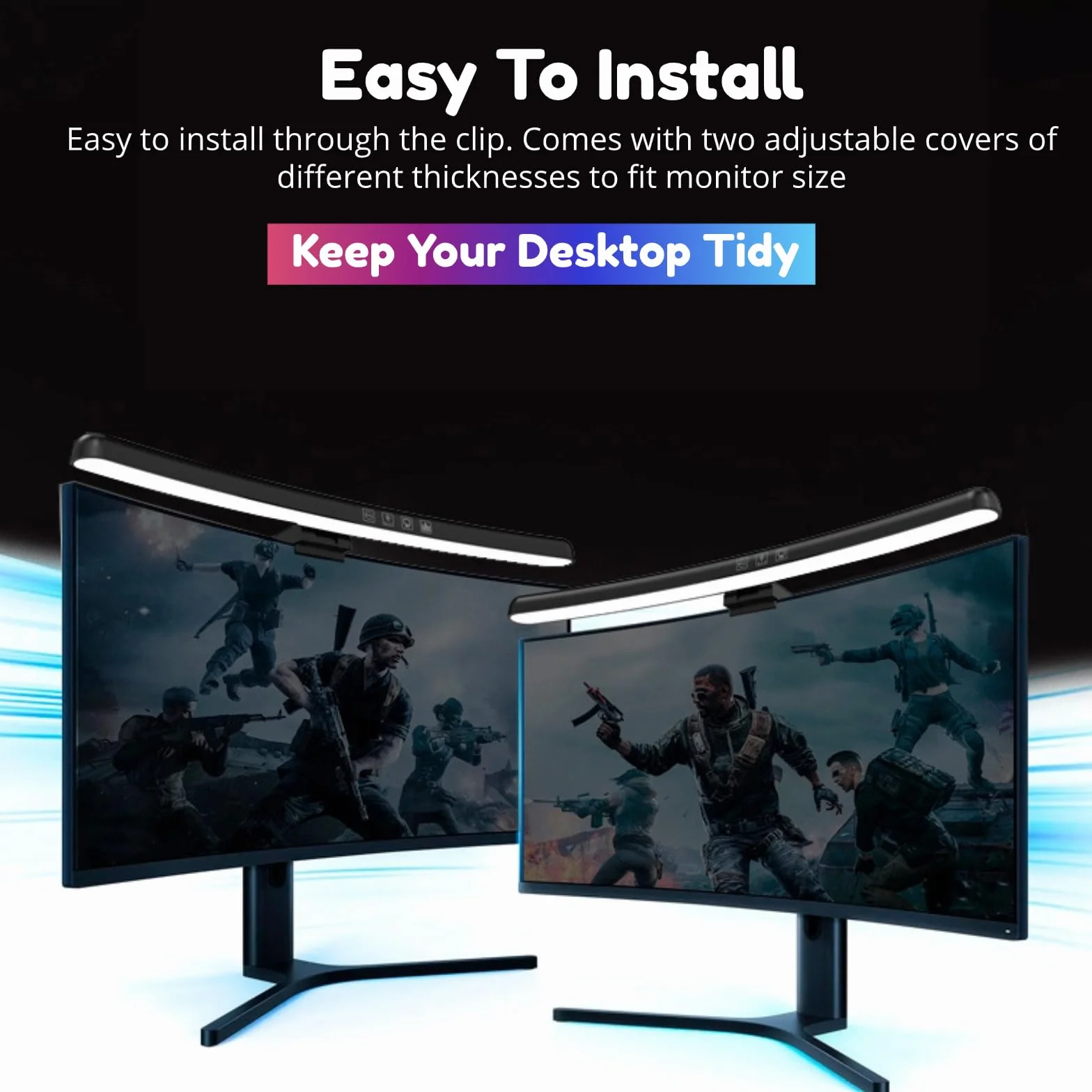 Lampa Monitora Komputerowego, Zakrzywiony Ekran Monitora 5 V 1 A Listwa świetlna do Pielęgnacji Oczu, E Reading LED Lampa Zadaniowa z funkcją ściemniania Dotykowego, 7 Kolorów RGB
