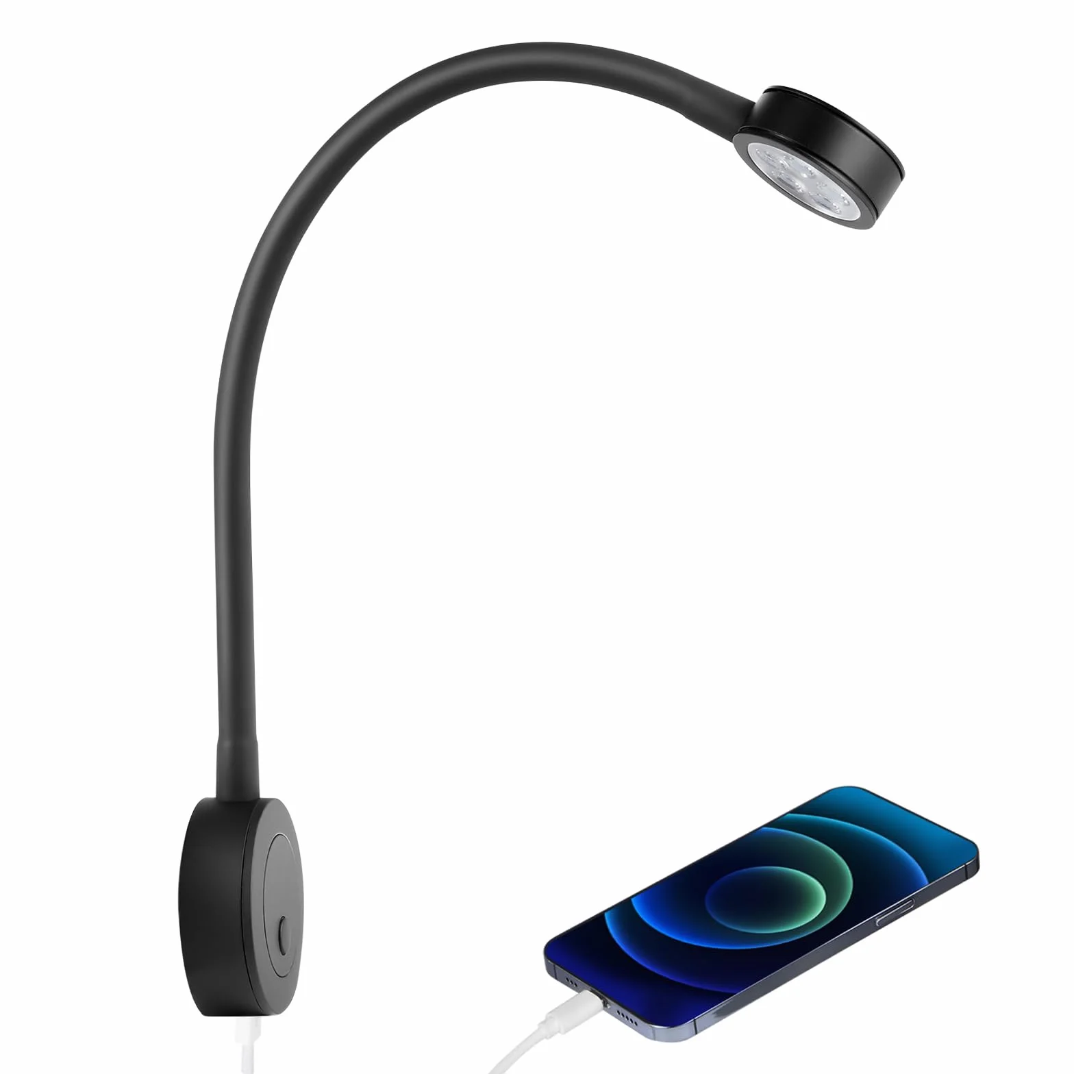 acegoo Lampa do czytania 12V, lampka nocna LED do czytania elastyczna gęsia szyja DC12-24 V oświetlenie wewnętrzne łóżka z przyciskiem ściemniaczem i ładowarka USB do łodzi kampera kampera