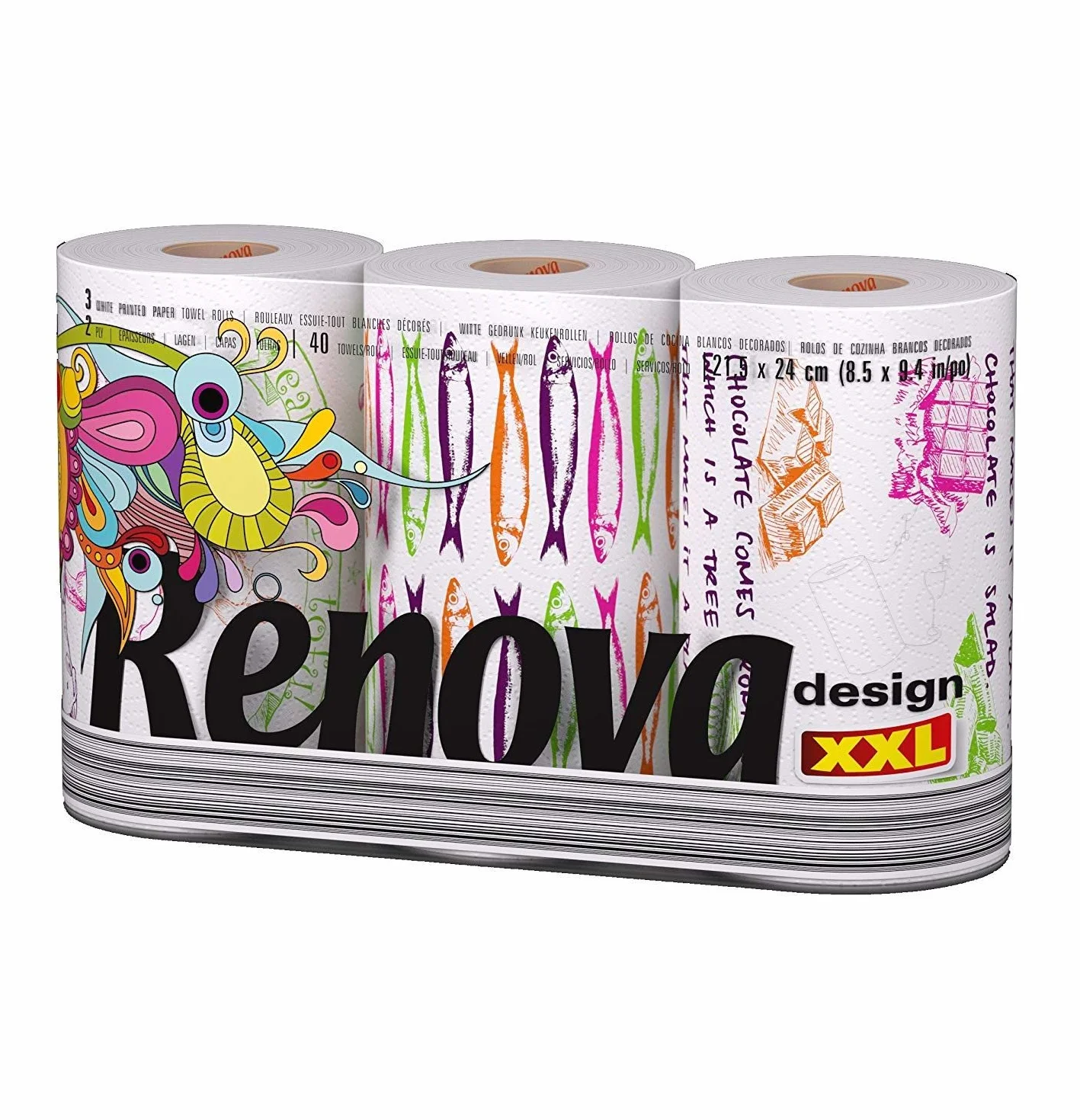 Renova Designerskie papierowe ręczniki kuchenne - XXL, 3 rolki