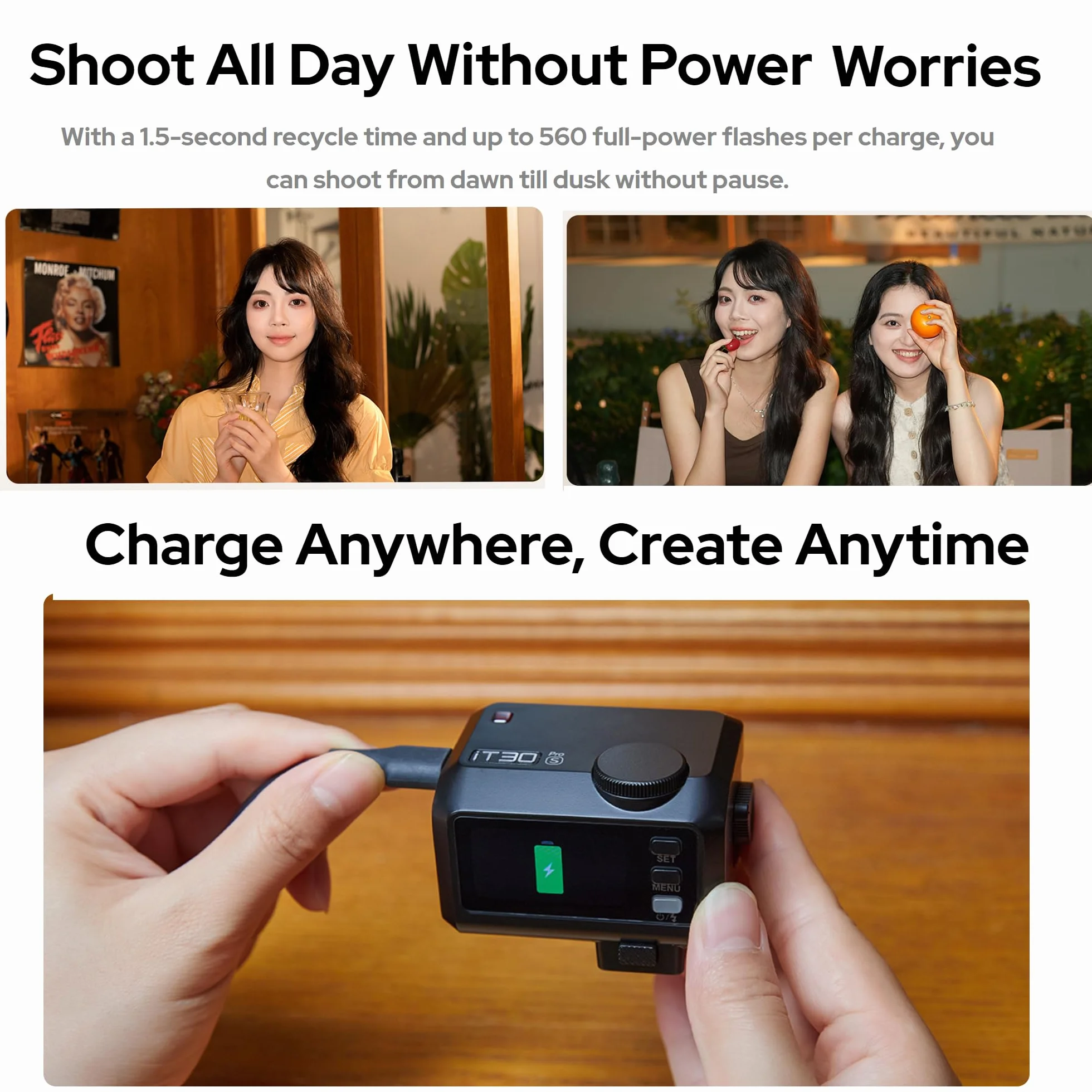 GODOX iT30Pro F Mini TTL Speedlite 2,4 GHz HSS GN15 lampa błyskowa do Fuji srebrny