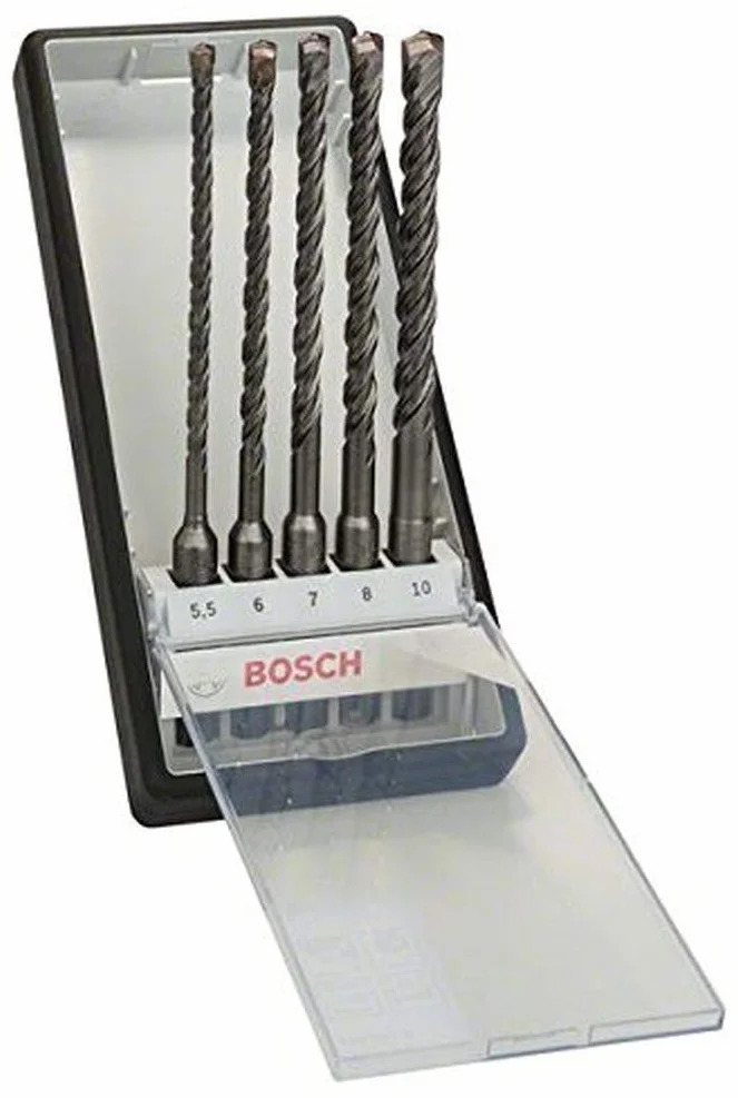 Bosch Accessories Professional wiertło udarowe 5-częściowy zestaw solidnych linii SDS-plus-5, (długość całkowita 165 mm, długość robocza 100 mm), 2607019929