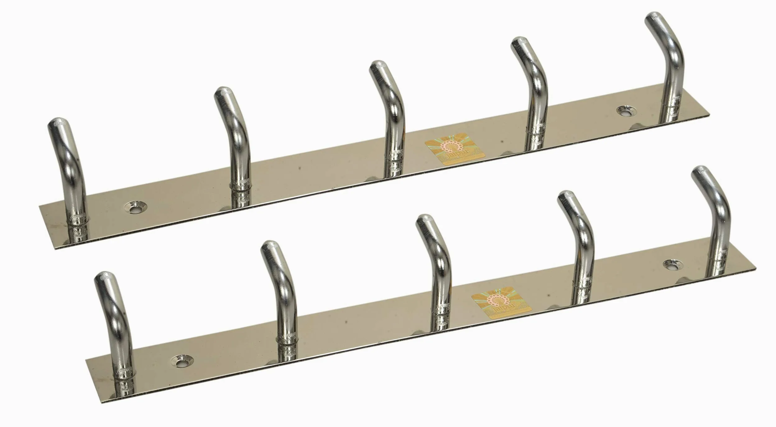 JaipurCrafts WebelKart Błyszczący 5-pinowy wieszak na ubrania łazienkowe, wieszak na drzwi, ścianę, szata, haczyki do zawieszania kluczy, ubrań, stalowych haczyków na ręczniki (2 sztuki)