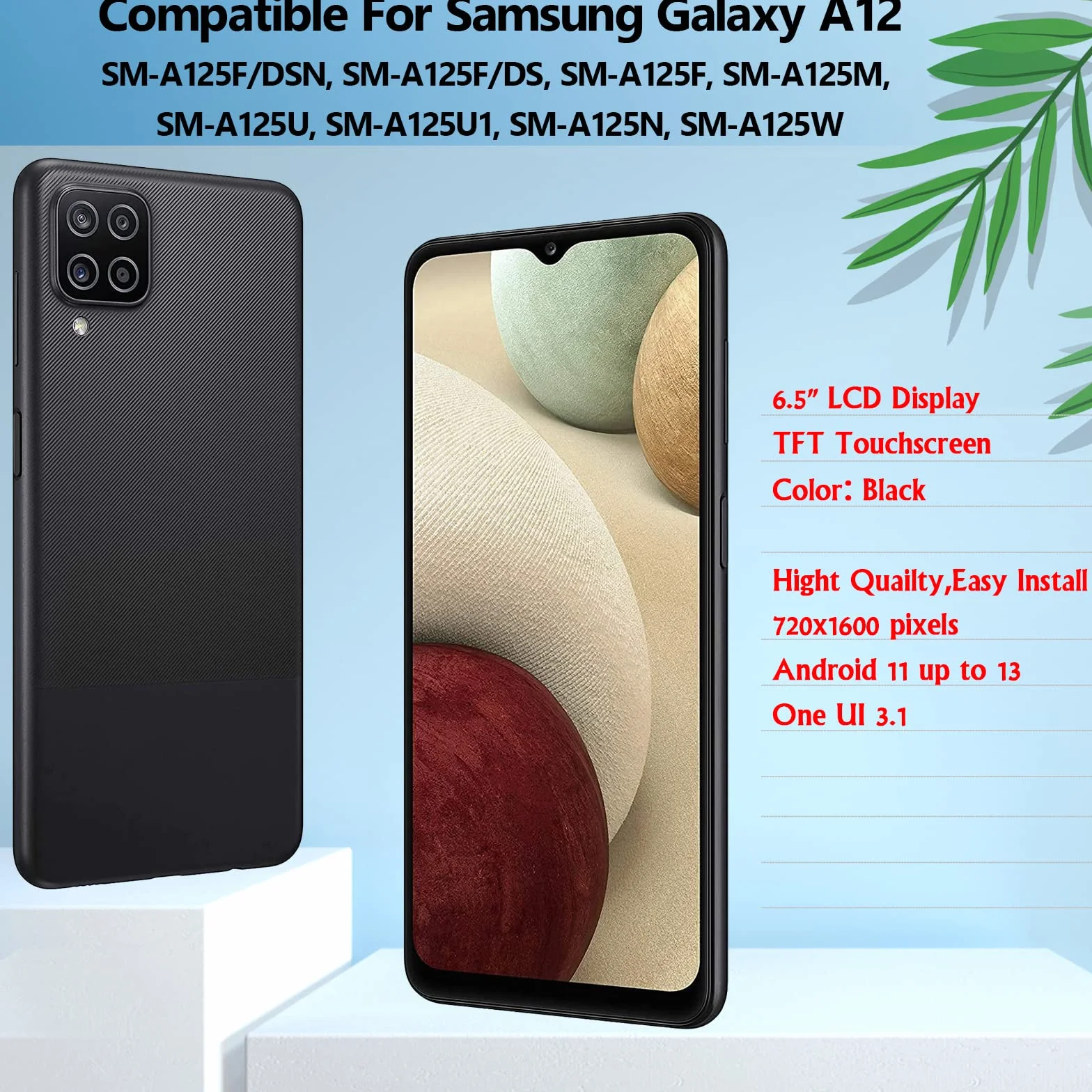Samsung Galaxy A12 SM-A125F Wyświetlacz LCD Ekran Dotykowy Digitizer Czarny Zestaw Wymiany z Narzędziami