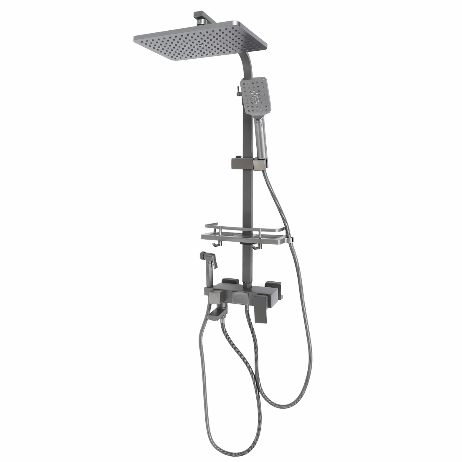 Kompletny zestaw z ekranem LED, zestaw prysznicowy z deszczownicą, czarna, energooszczędna głowica prysznicowa, ceramiczna wkładka zaworowa, system prysznicowy, drążek prysznicowy z regulacją