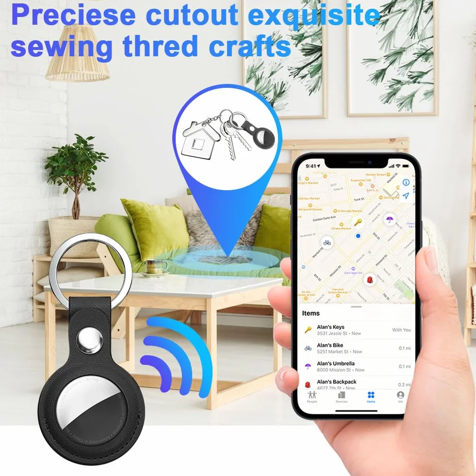 AXFEE Skórzane etui ochronne AirTag PU na klucze do Apple AirTag