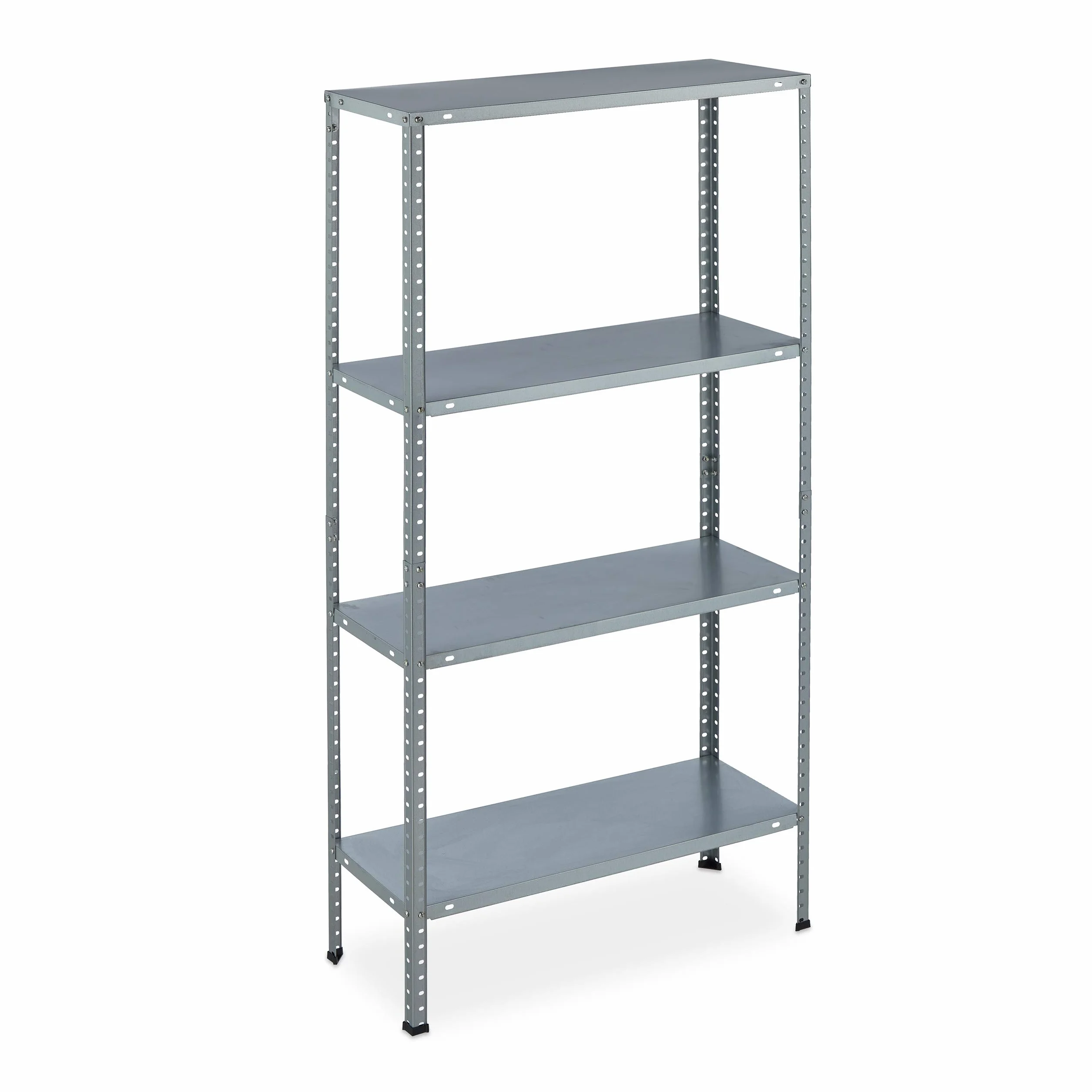 Relaxdays regał magazynowy do 160 kg, metalowa półka, 4 poziomy, szafka do garażu 145x75,5x30 cm, srebrny