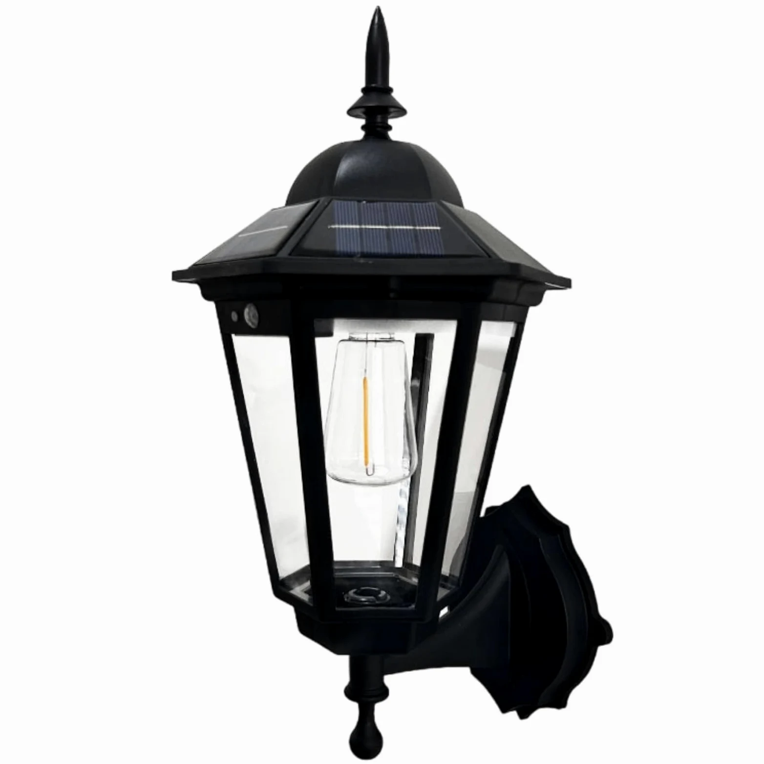 20 x 35 cm solarna lampa ścienna zewnętrzna, sztuczny czarny filament wolframowy, odlewane aluminium, wodoodporna zewnętrzna lampa ścienna w rombie, nowy chiński styl do willi patio