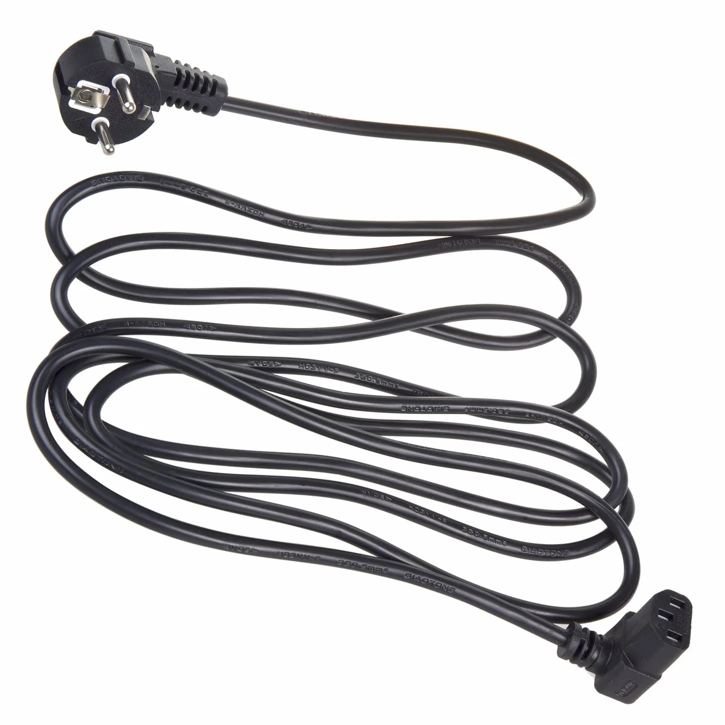 Maclean MCTV-851 Elastyczny Kabel Zasilający, Kabel Zasilacza 3-Pinowy z Uziemieniem, 90 stopniowy Kątowy Kabel Zasilający, Czarny, 1,5 M, Kabel do Zasilania PC, Drukarki, Monitora i RTV AGD