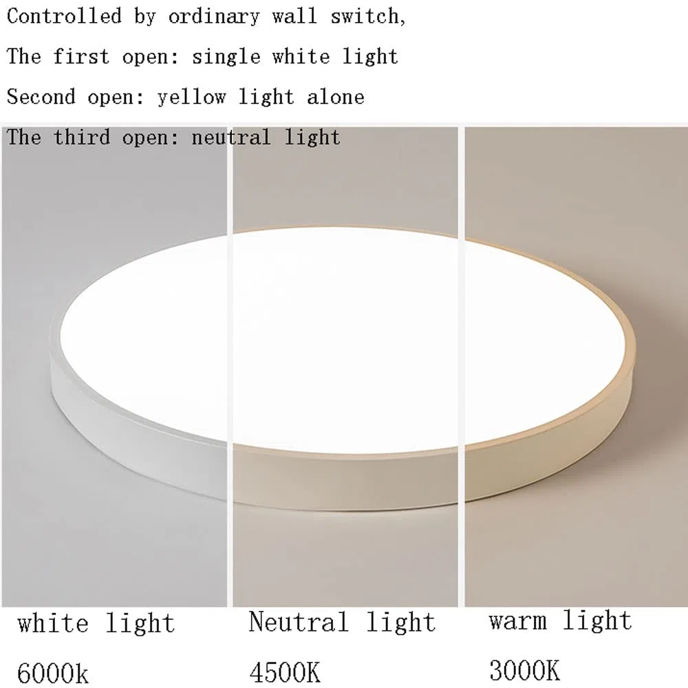 YRYRYW Zagłębiony sufit LED Nordic Minimalistyczne lampy sufitowe Trzykolorowe ściemnianie salonu okrągły panel Light akrylowa sufitowa energooszczędna ozdobna wyprawę dekoracyjna Household faucets