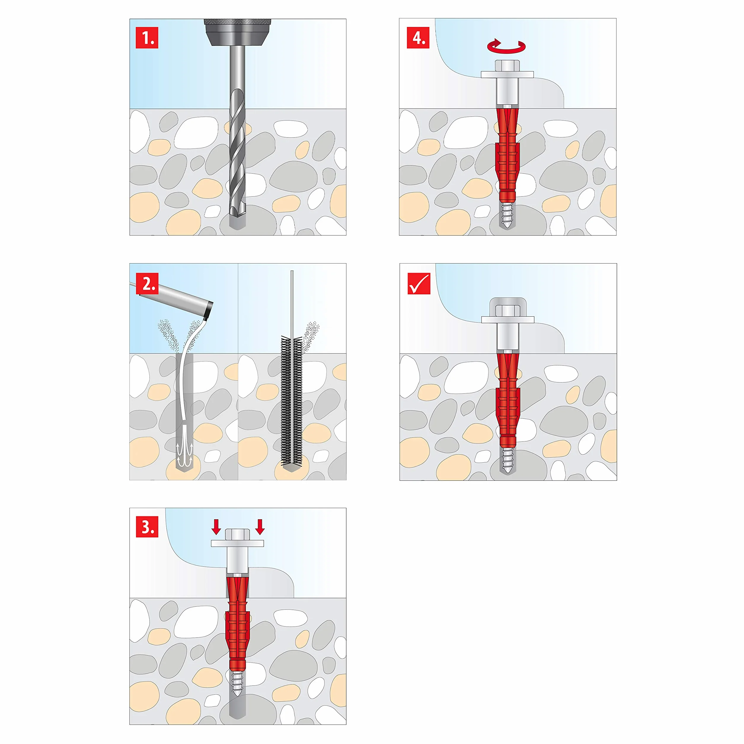 TOX Stojąca toaleta do montażu na stojąco, z kołkami rozporowymi Barracuda 8 x 40 mm + mosiężna śruba sześciokątna 6,0 x 70 mm i zaślepkami biały, 1 zestaw, 04510136/S