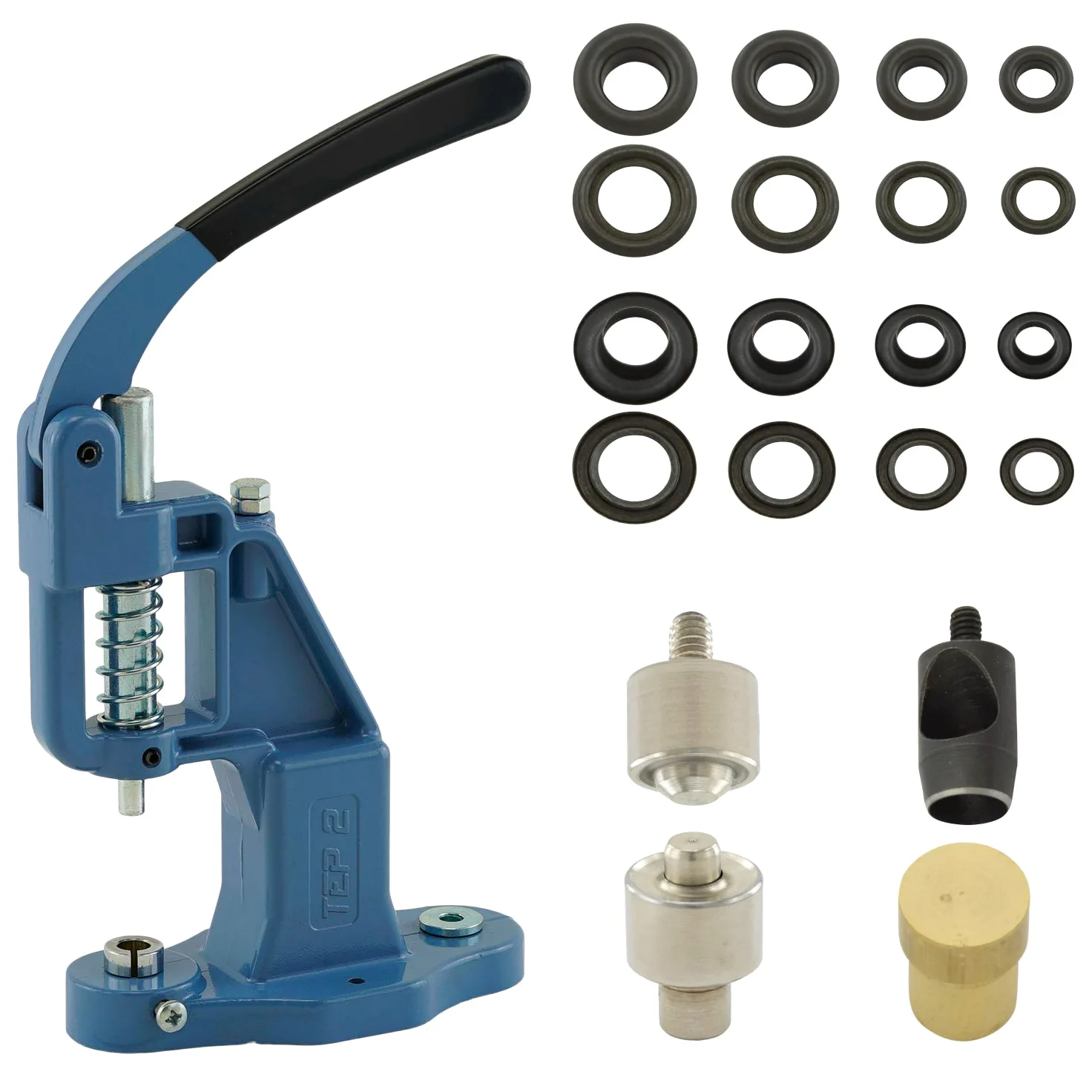 GETMORE Parts Prasa do oczek + narzędzie do oczek + narzędzie do wykrawania, 100 oczek, mosiądz, nierdzewny - czarny, 12 mm