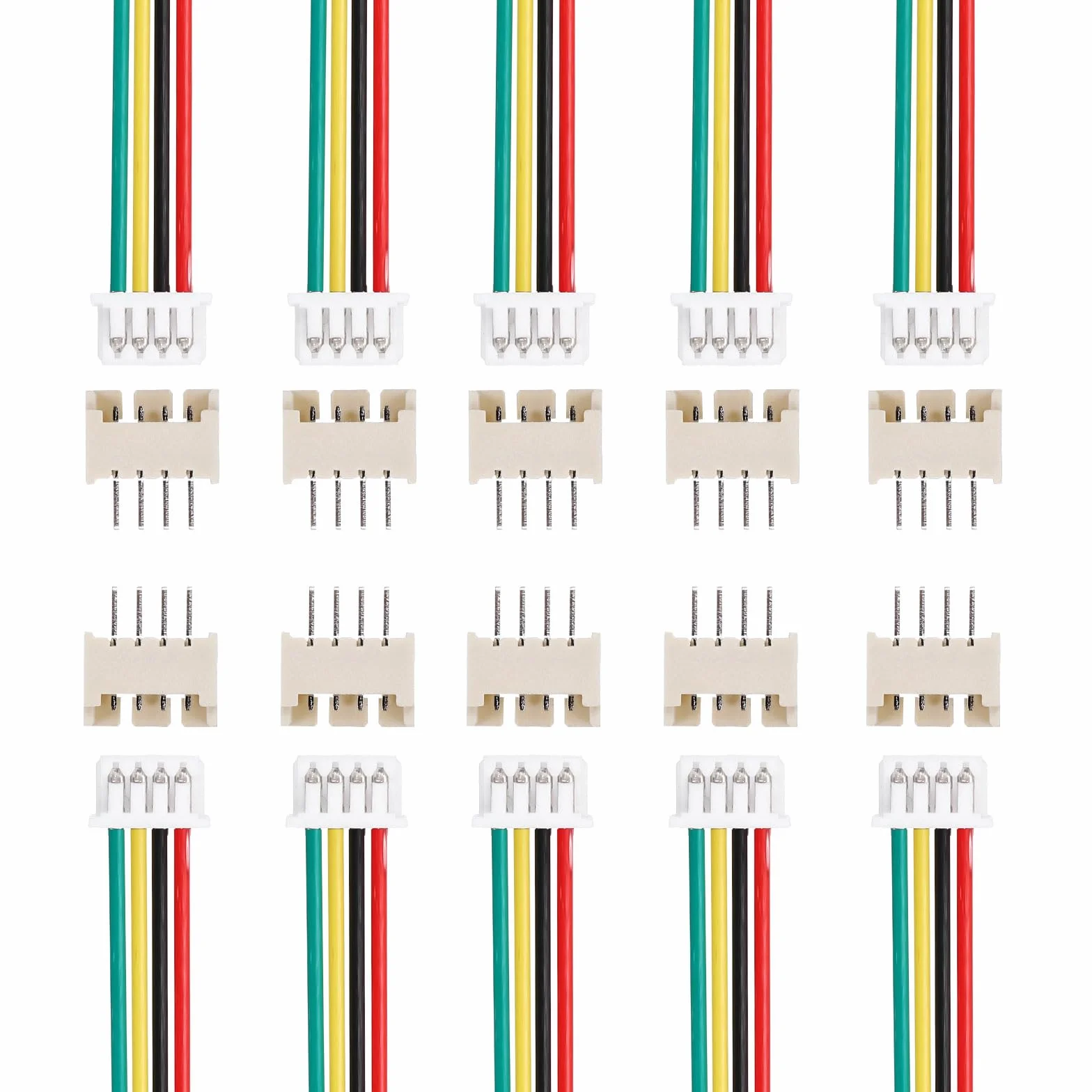 QUARKZMAN 10 sztuk MX 1,25 mm 4-pinowe wtyczki z pojedynczą głowicą z kablem 28 AWG 150 mm i listwą gniazdek do głośników, paski świetlne LED, małe urządzenia