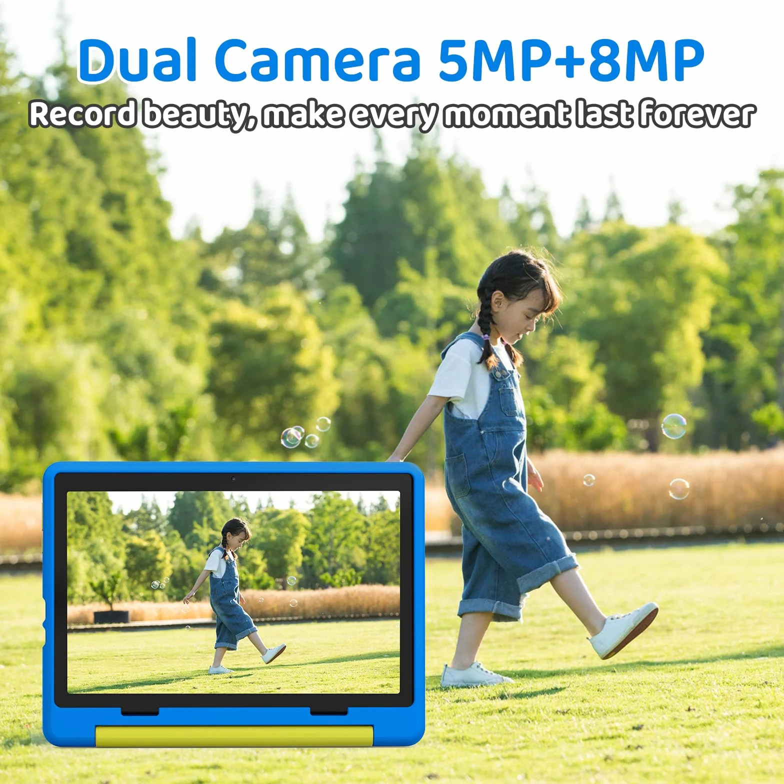 Tablet dla dzieci 10 cali Android 14 HD 1280x800 8+64GB 5000 mAh podwójny aparat 5+8 MP niebieski