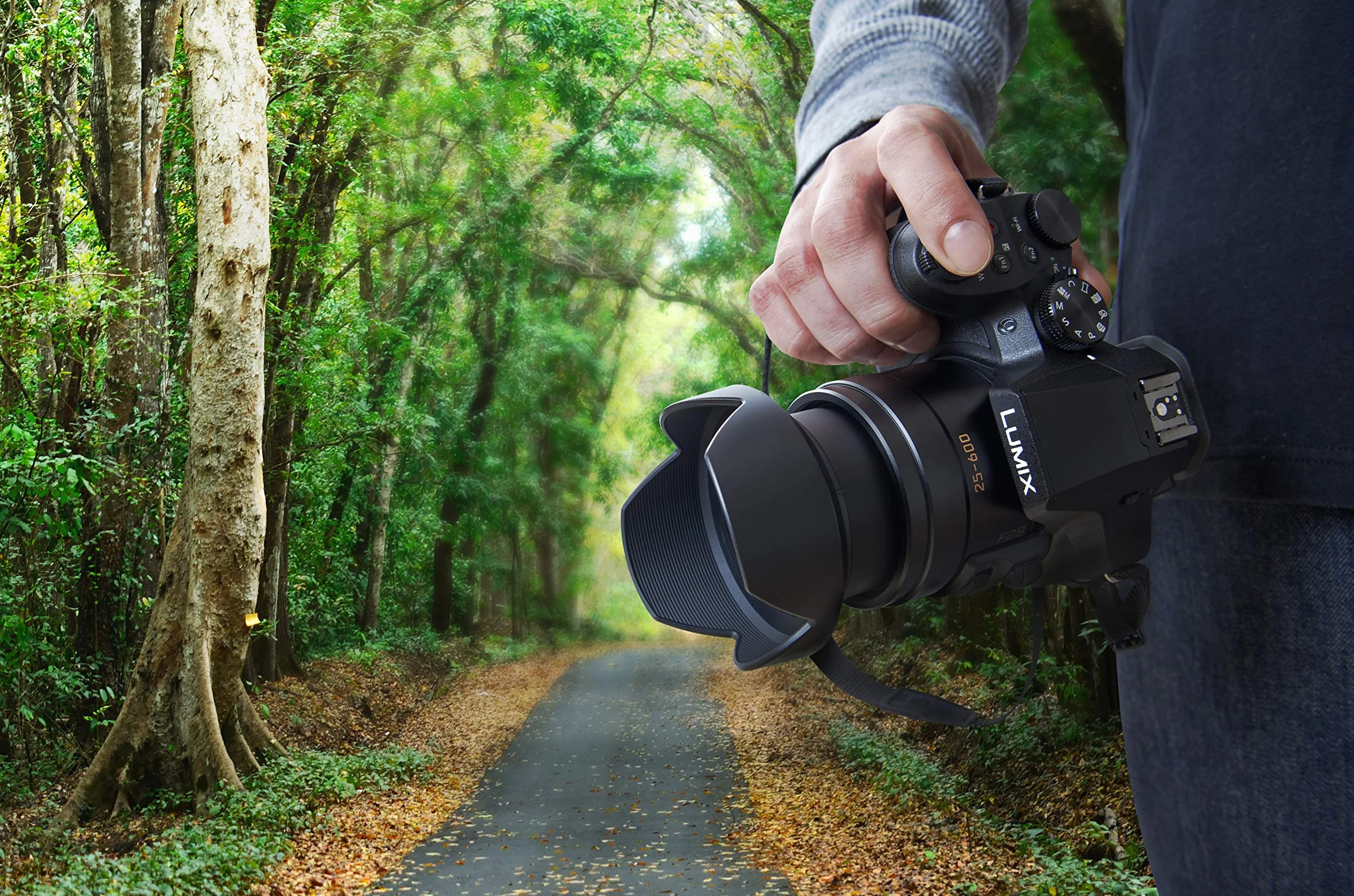 Panasonic Lumix FZ300 Kamera Mostowa 12 MP 24-krotny Zoom Stały F2.8 Wizjer OLED Obrotowy Ekran Dotykowy Wideo 4K stabilizacja Czarny