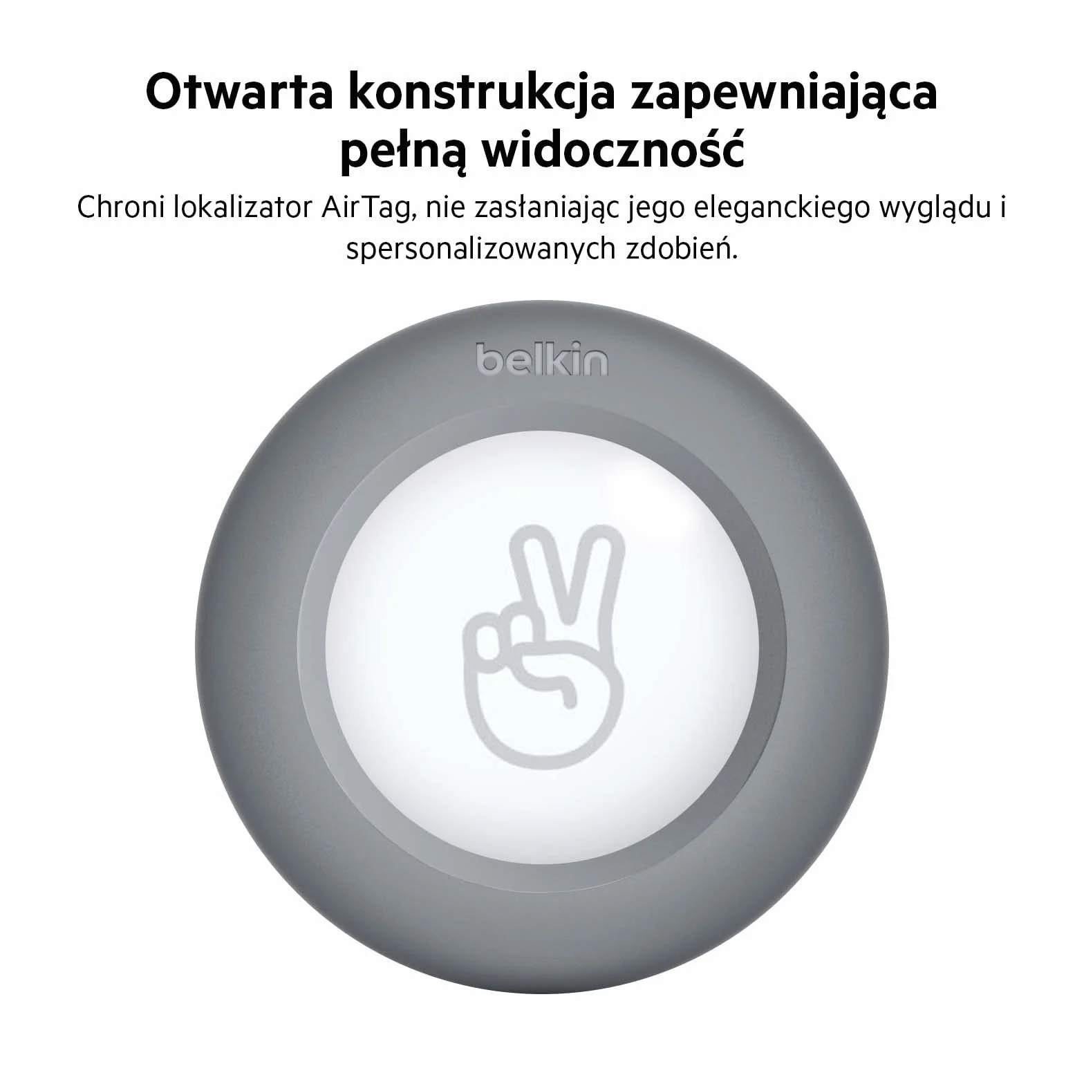 Belkin Etui Secure Holder do Apple AirTag z klipsem i brelokiem, odporne na zarysowania, ciemnoszary
