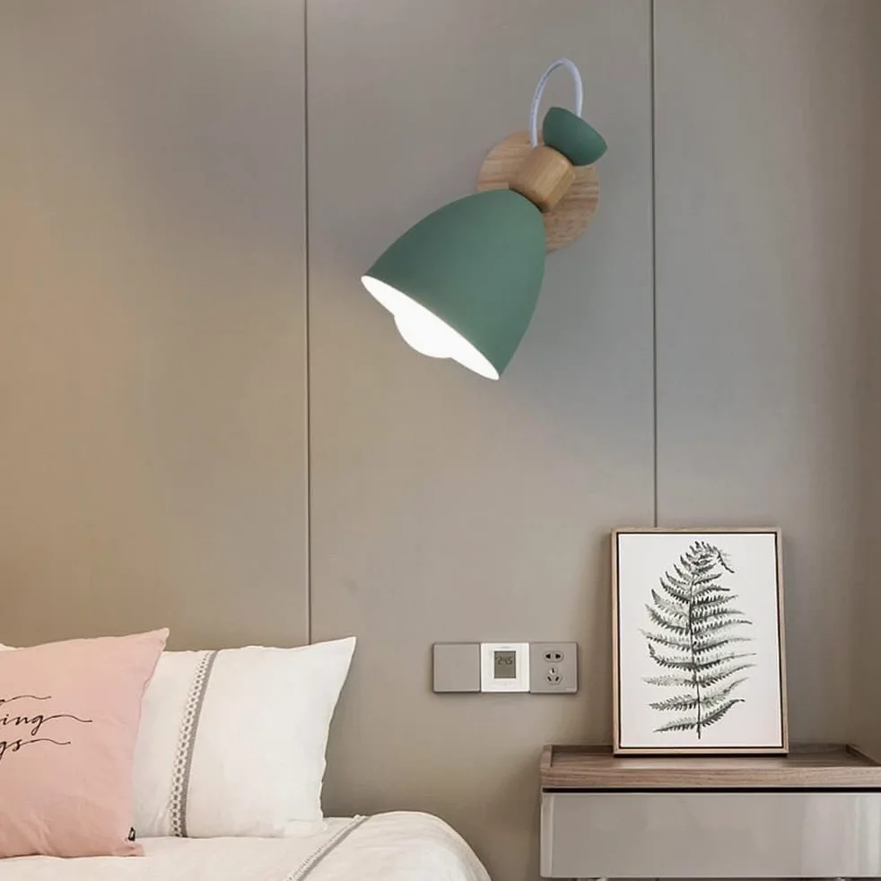 Kinkiet Dziecięcy Lampka Nocna Sypialnia Pokój Dziecięcy Kinkiety Wewnętrzne Kinkiety żelazne Drewniane Regulowane Oświetlenie ścienne Do Kuchni Oświetlenie Sufitowe Dek, Green