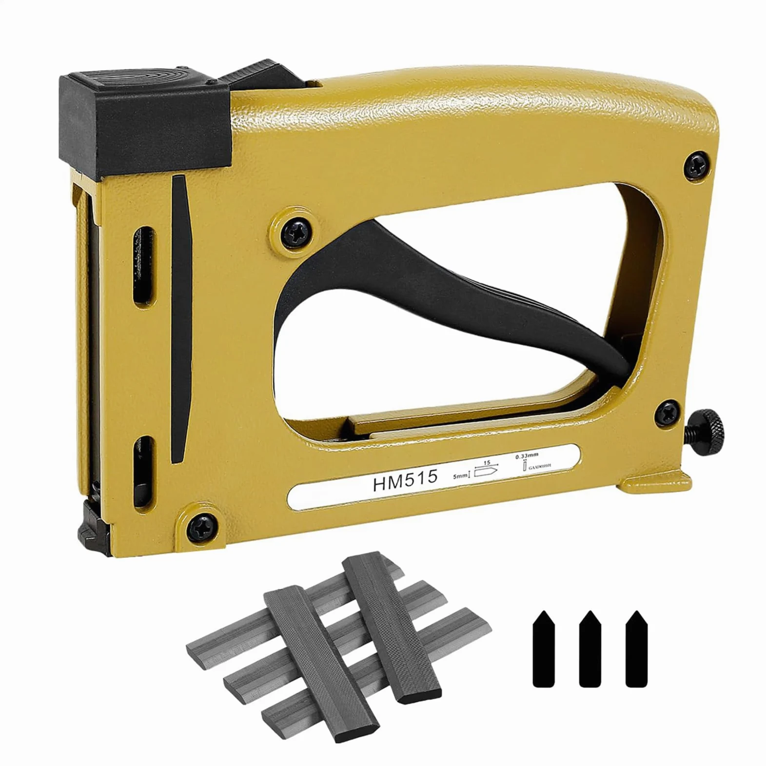 Point Drivers for Picture Framing - Adjustable Hand Stapler Push Tool | Manual Framing Tool with 1000pcs Points, Perfect for Photo Frames Backboards Artwork and Canvas Installation, 20x12.5x3cm Gold