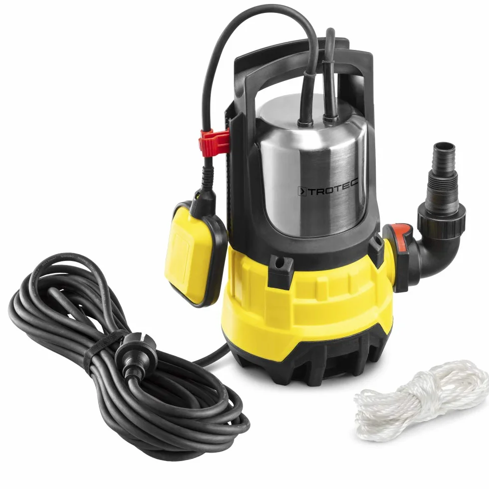 TROTEC Pompa zanurzeniowa TWP 9000 ES – Pompa do brudnej wody – wydajność 15000 l/h, moc 900 W, głębokość zanurzenia maks. 7 m, IPX8