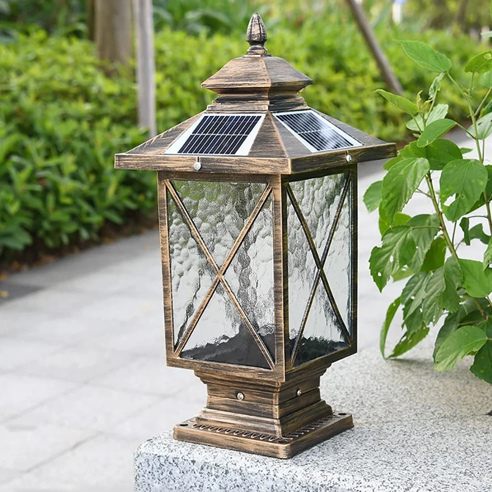 Światła słupkowe na zewnątrz, lampy ogrodowe, oświetlenie tarasu, światła solarne na zewnątrz, solarne lampy słupkowe LED z pilotem zdalnego sterowania, ogrodowe solarne światła ogrodzeniowe, wodoodporna, krajobrazowa lampa słupkowa do drewnianych słupków