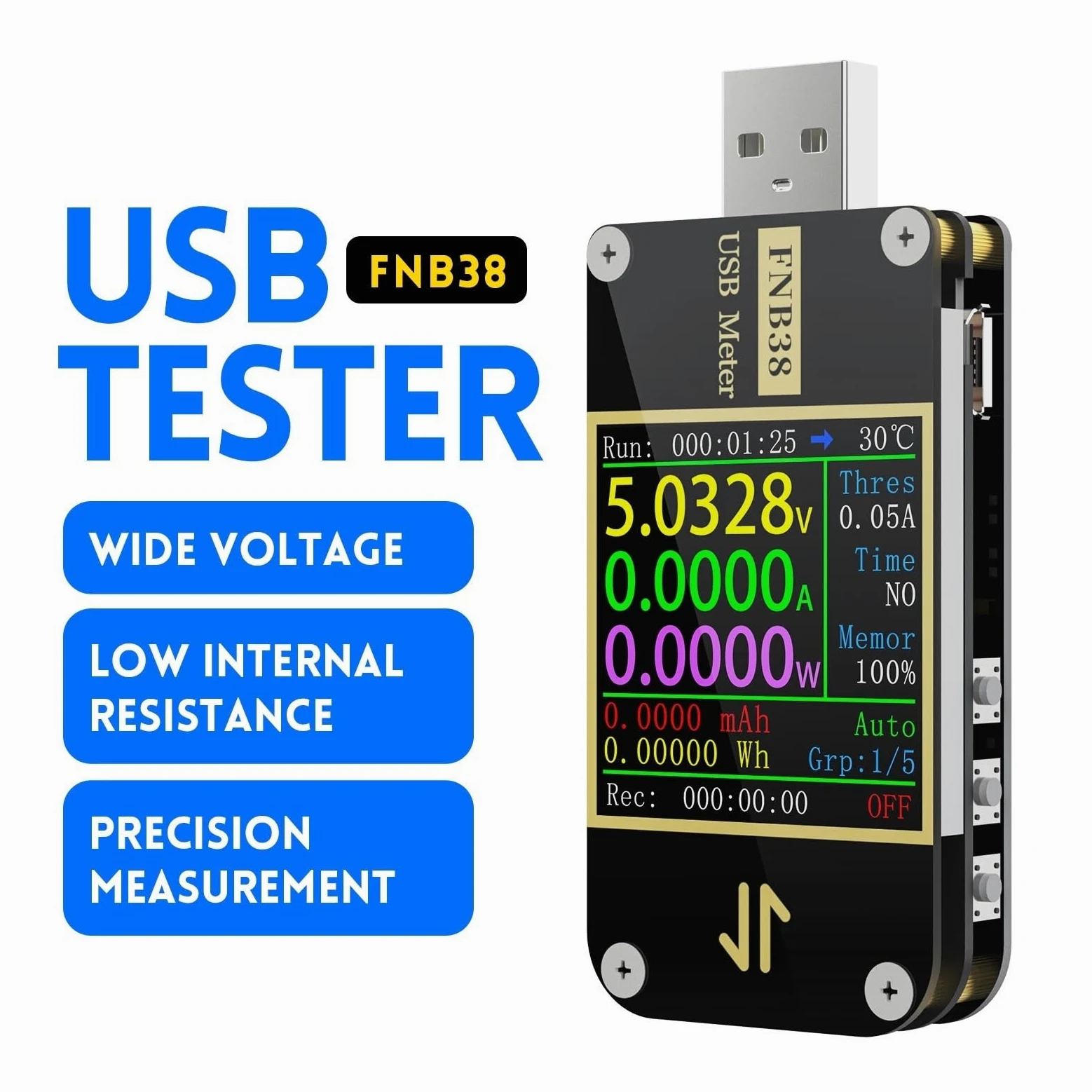 Tester USB FNB38 Miernik prądu i napięcia Tester USB QC4 + PD3.0 2.0 PPS Protokół szybkiego ładowania Test pojemności(C1 With BT.)