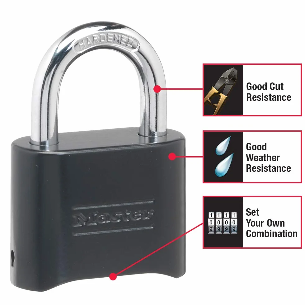 Master Lock 178D Ustaw własny zamek szyfrowy, czarny, 1 opakowanie