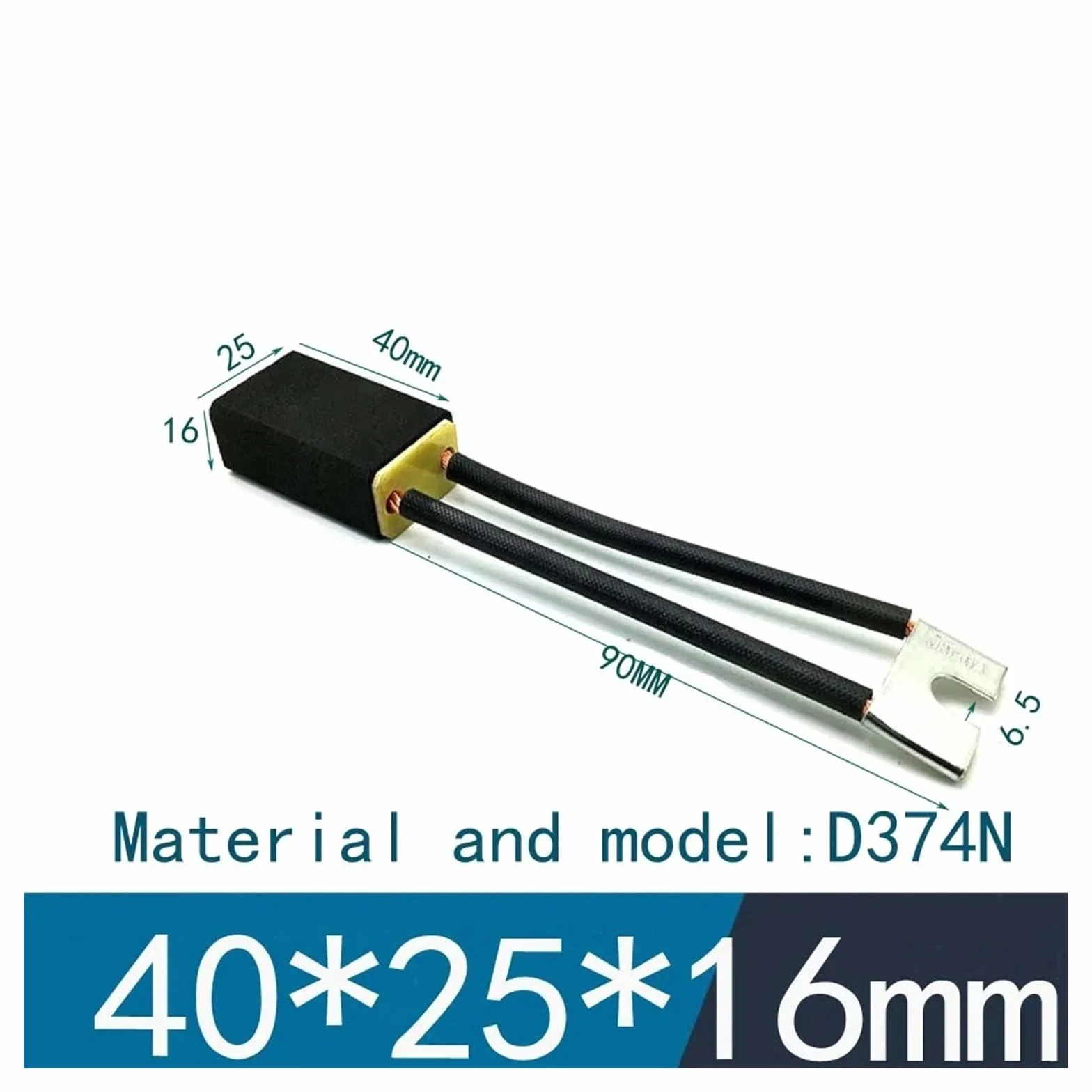 10 sztuk szczotek węglowych D374N 10 12,5 16, 25, 32, 40 zapasowych szczotek węglowych do silnika (12,5 x 25 x 40 mm D374N)