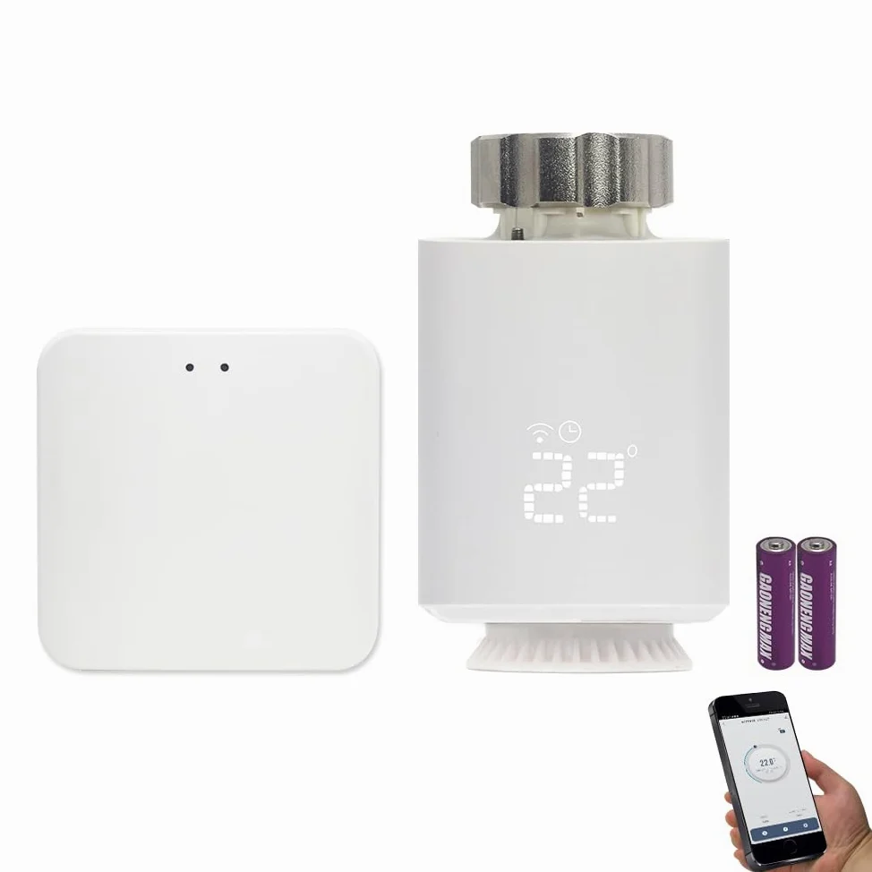 KETOTEK Inteligentny Termostat Grzejnikowy Zestaw Startowy, Zawór Termostat Grzejnikowy Zigbee & Tuya WiFi Zigbee Gateway Hub Alexa/Google Assistant/Smart Life Zgodny