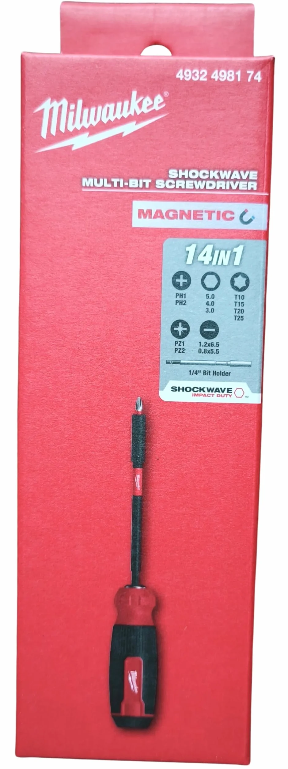 Milwaukee Wkrętak Wielobitowy Shockwave 14 w 1, Sześciokątny, Czerwony