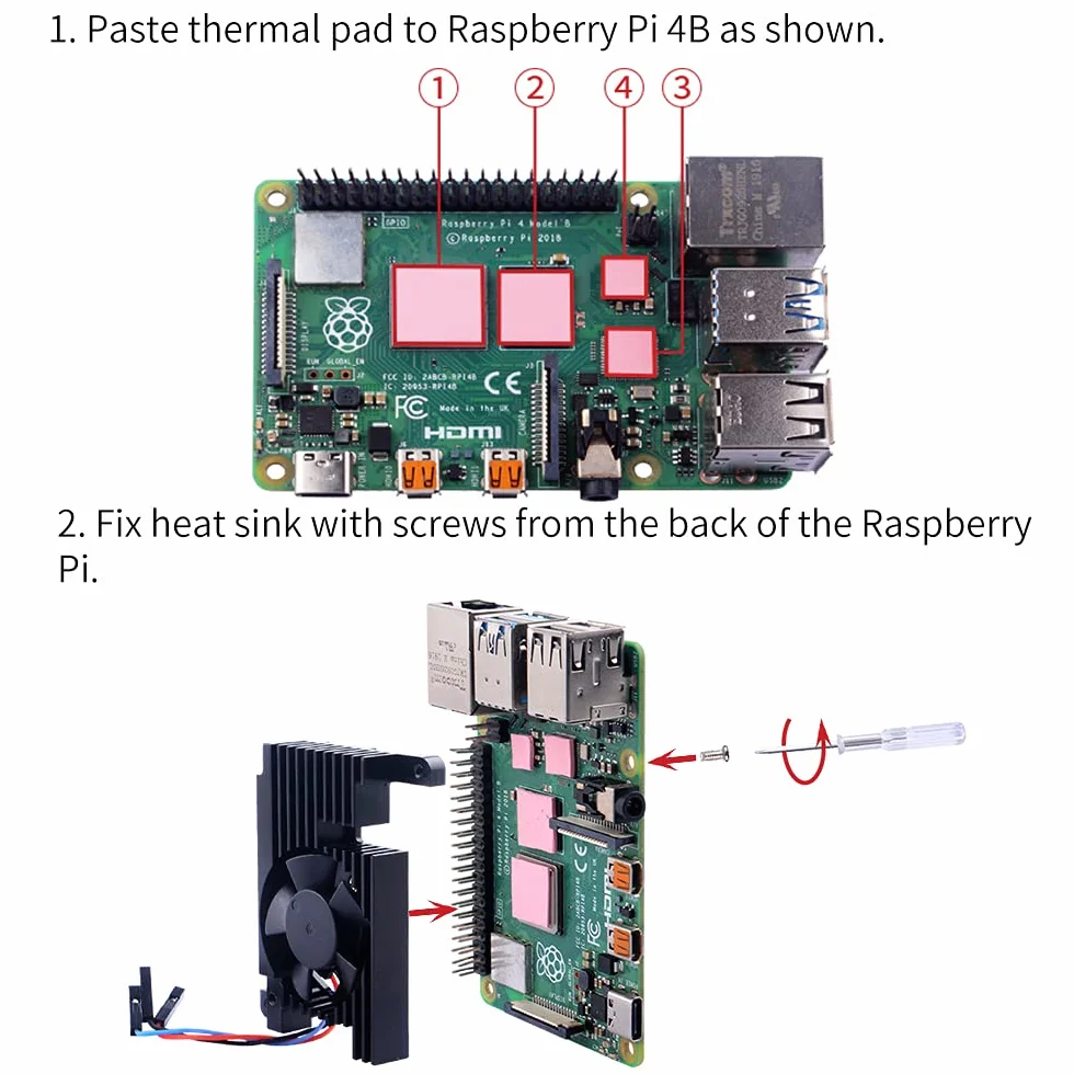 GeeekPi Raspberry Pi 4 Armor Lite radiator z wentylatorem PWM, Raspberry Pi aluminiowy radiator, zestaw chłodzący do Raspberry Pi 4, model B