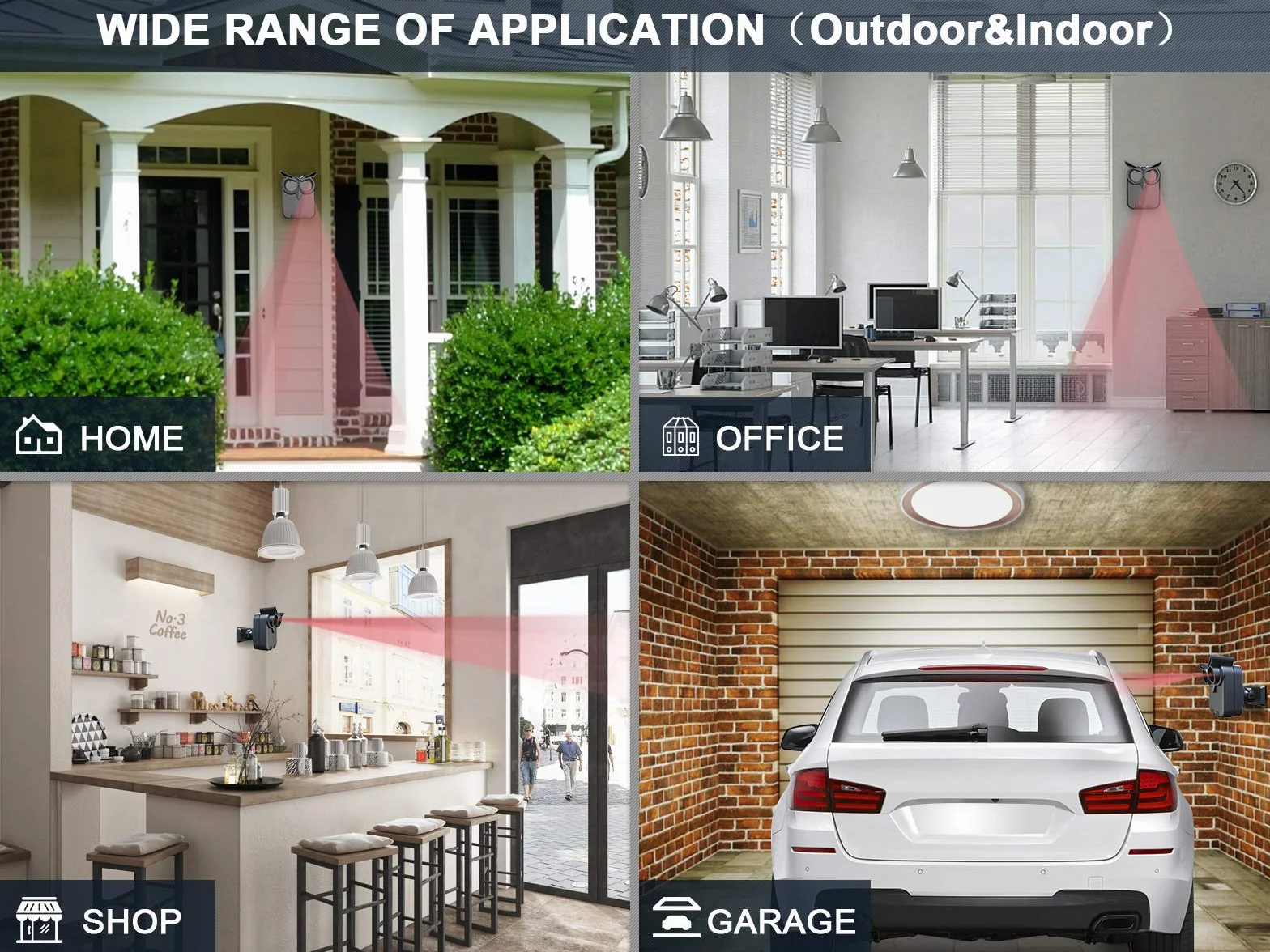Bezprzewodowy alarm bezpieczeństwa 800 m czujnik ruchu odporny na warunki atmosferyczne 1 odbiornik 2 czujniki