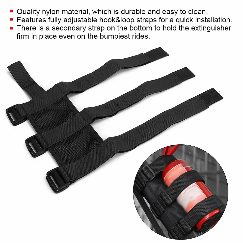 Ausla Uchwyt na gaśnicę z Regulowanym Paskiem do Wranglera Gladiator Trwałe, łatwo Dostępne Akcesorium Samochodowe (BLACK)