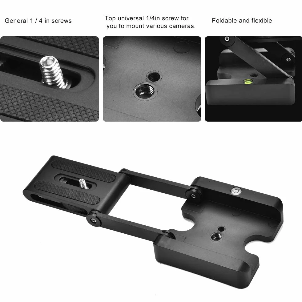 Z Flex Tilt Head, Z-Type Tilt elastyczna składana głowica statywu 1/4 " śruba mocująca do Nikon do aparatów Canon DSLR, płytka szybkiego montażu statywu