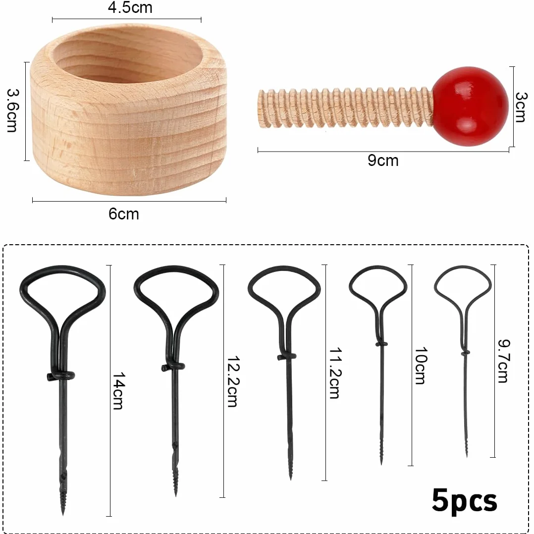 O-Kinee 6-częściowy zestaw wierteł ręcznych do kasztanów dla dzieci, wiertło do kasztanów (1,5-5 mm) + uchwyt do kasztanów, wiertło do paznokci, zestaw do majsterkowania, zestaw do majsterkowania dla